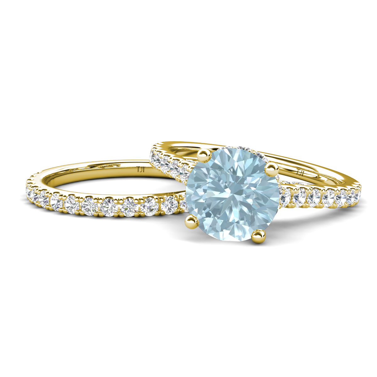 Kalina 2.03 ctw Aquamarine Accented Lab Grown Diamonds Bridal Set Ring  