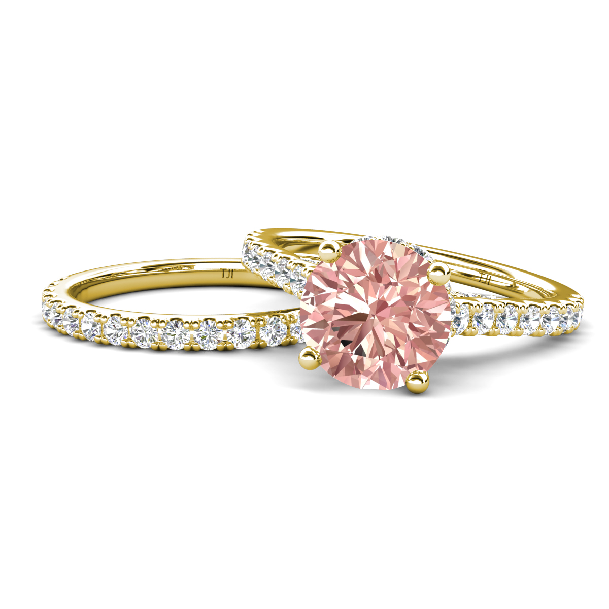 Kalina 2.08 ctw Morganite Accented Lab Grown Diamonds Bridal Set Ring  