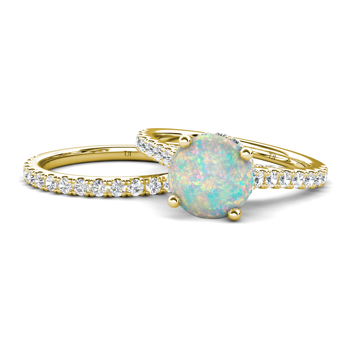 Kalina 1.78 ctw Opal Accented Lab Grown Diamonds Bridal Set Ring  