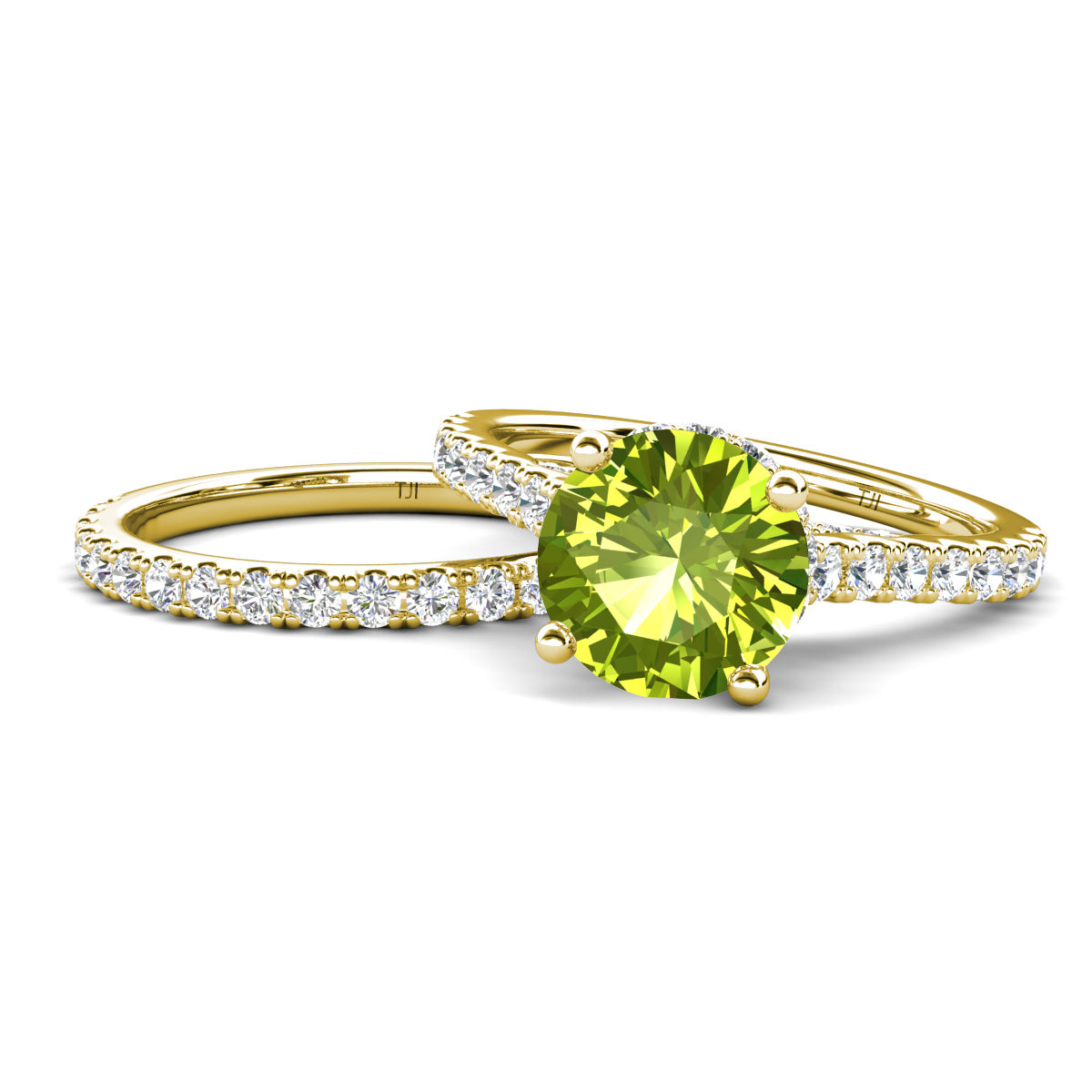 Kalina 2.28 ctw Peridot Accented Lab Grown Diamonds Bridal Set Ring  
