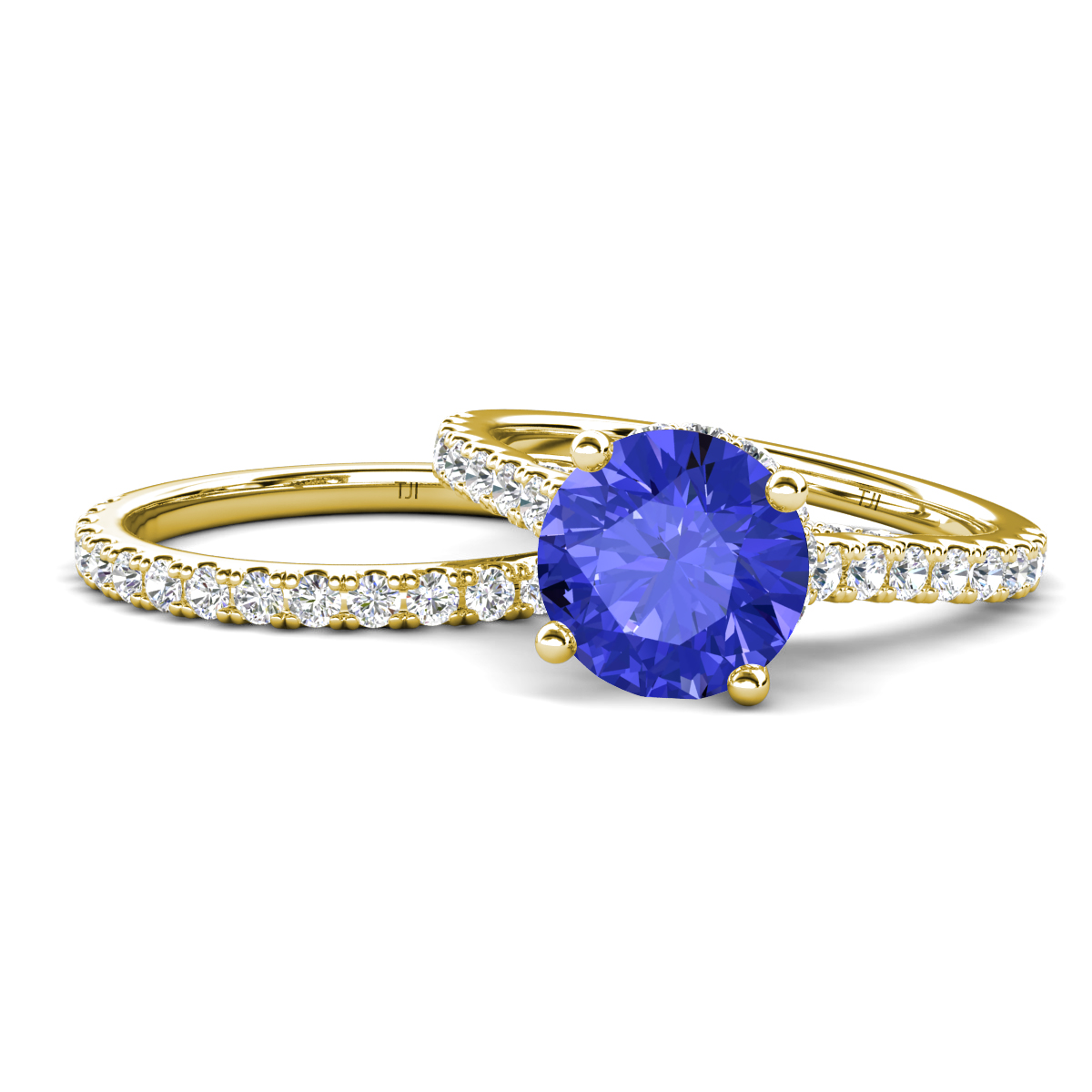 Kalina 2.07 ctw Tanzanite Accented Lab Grown Diamonds Bridal Set Ring  
