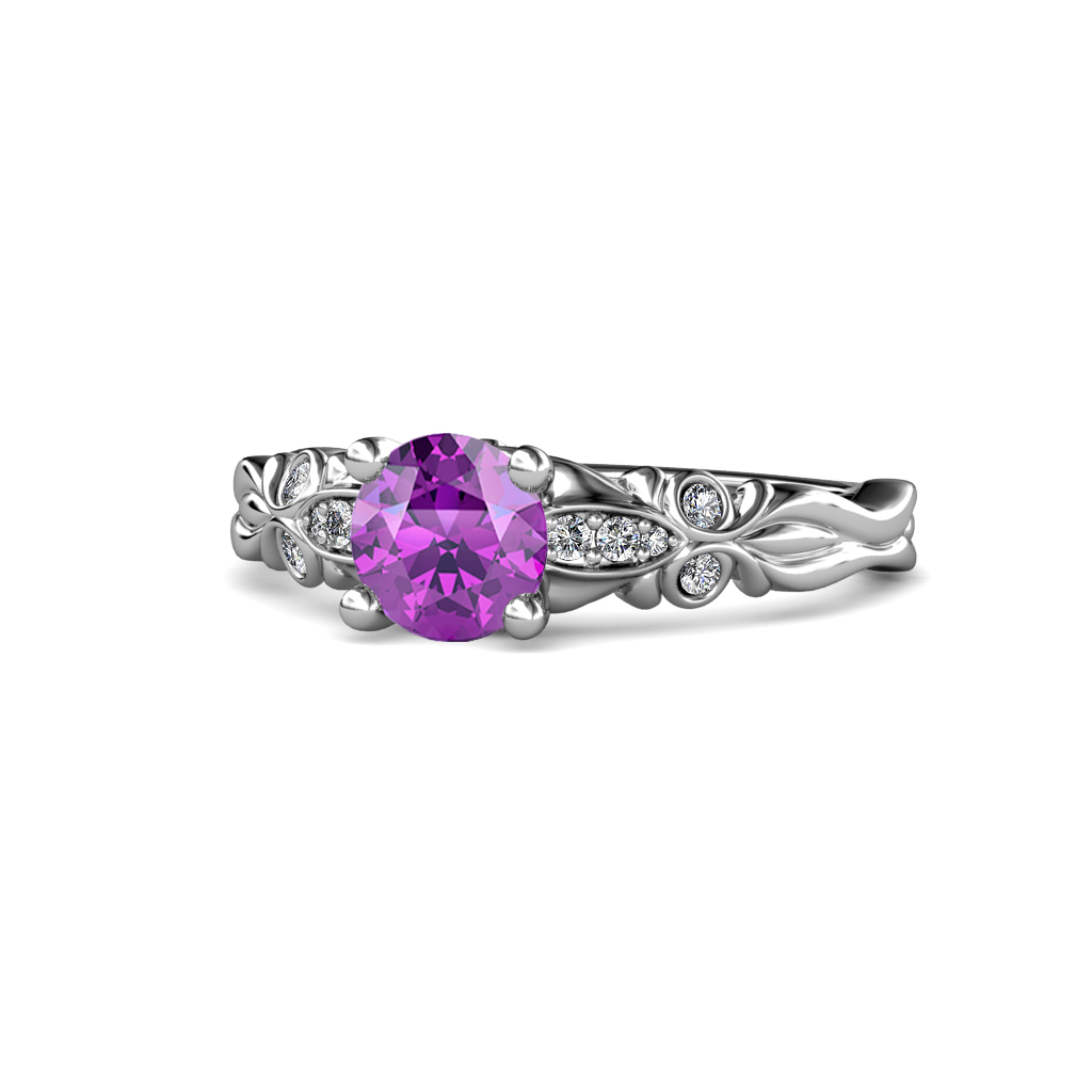 Carina 1.01 ctw Signature Amethyst and Natural Diamond Engagement Ring 