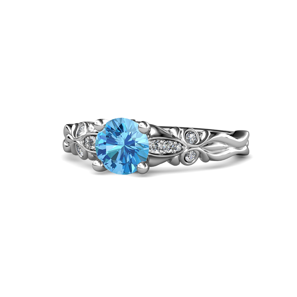 Carina 1.09 ctw Signature Blue Topaz and Natural Diamond Engagement Ring 