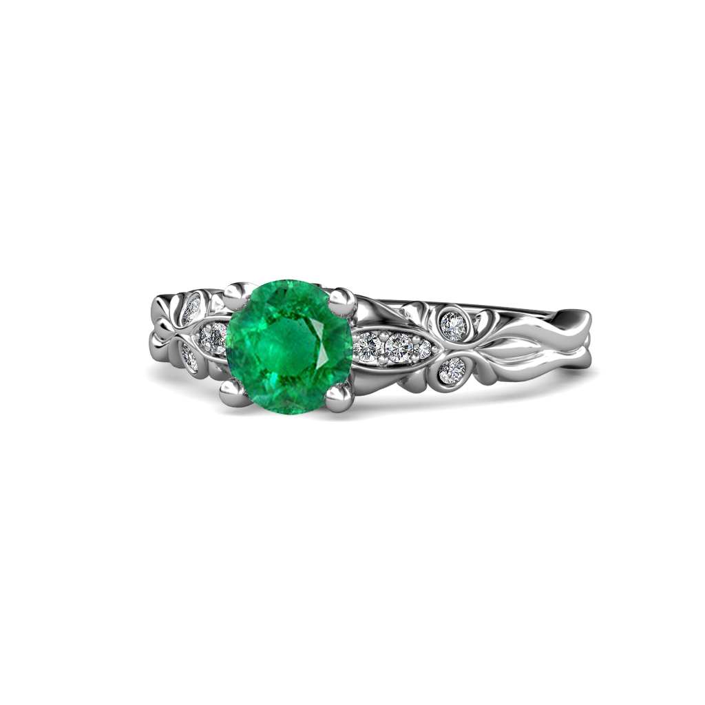 Carina 0.94 ctw Signature Emerald and Natural Diamond Engagement Ring 