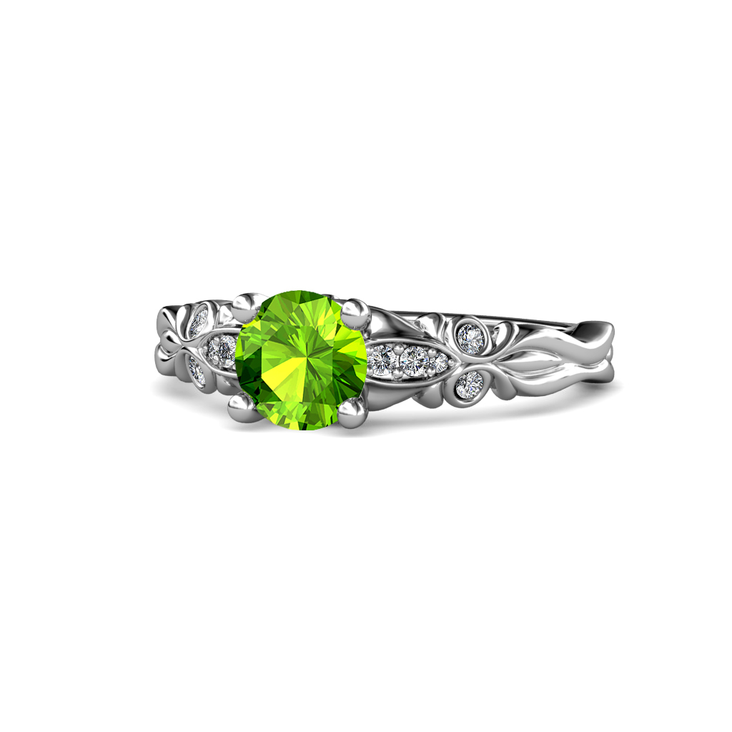 Carina 1.24 ctw Signature Peridot and Natural Diamond Engagement Ring 