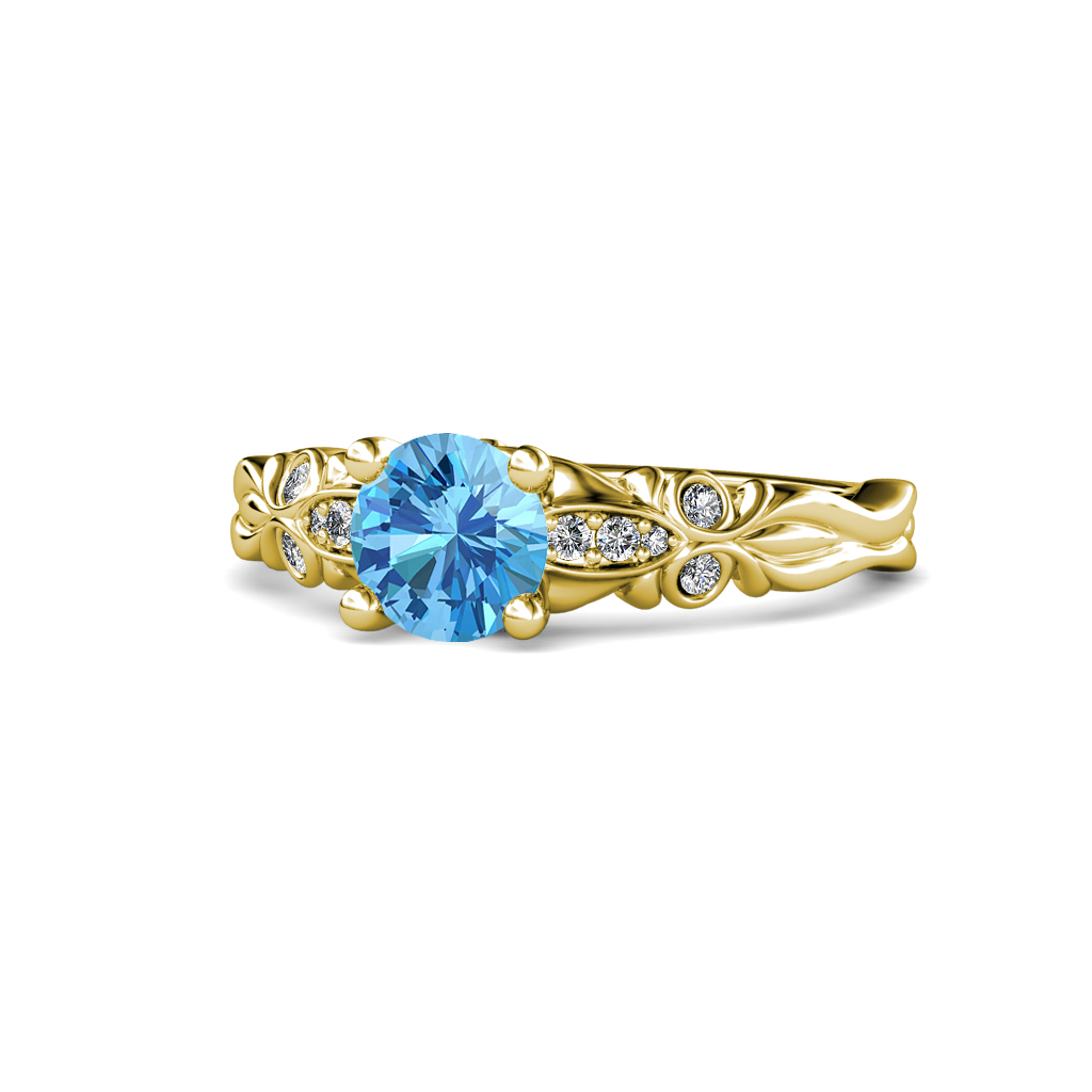 Carina 1.09 ctw Signature Blue Topaz and Natural Diamond Engagement Ring 