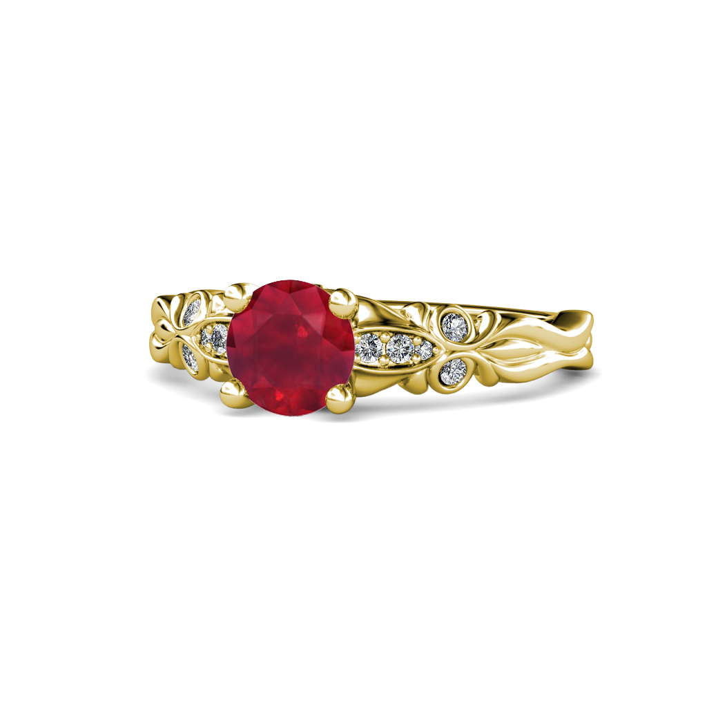 Carina 1.09 ctw Signature Ruby and Natural Diamond Engagement Ring 