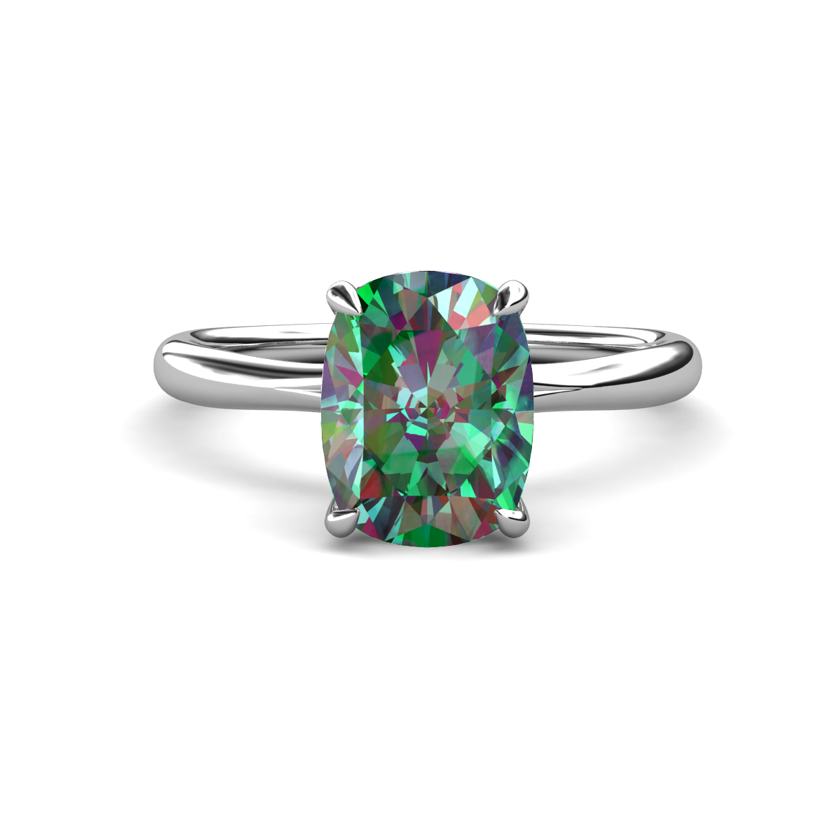 Solina 3.34 ctw Antique Cushion Shape Created Alexandrite accented Lab Grown Diamond Hidden Halo Women Engagement Ring 