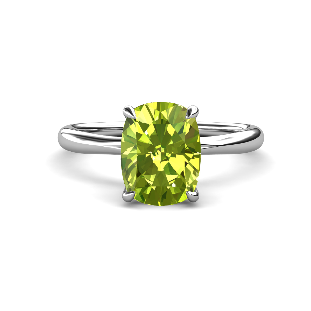 Solina 2.34 ctw Antique Cushion Shape Peridot accented Lab Grown Diamond Hidden Halo Women Engagement Ring 