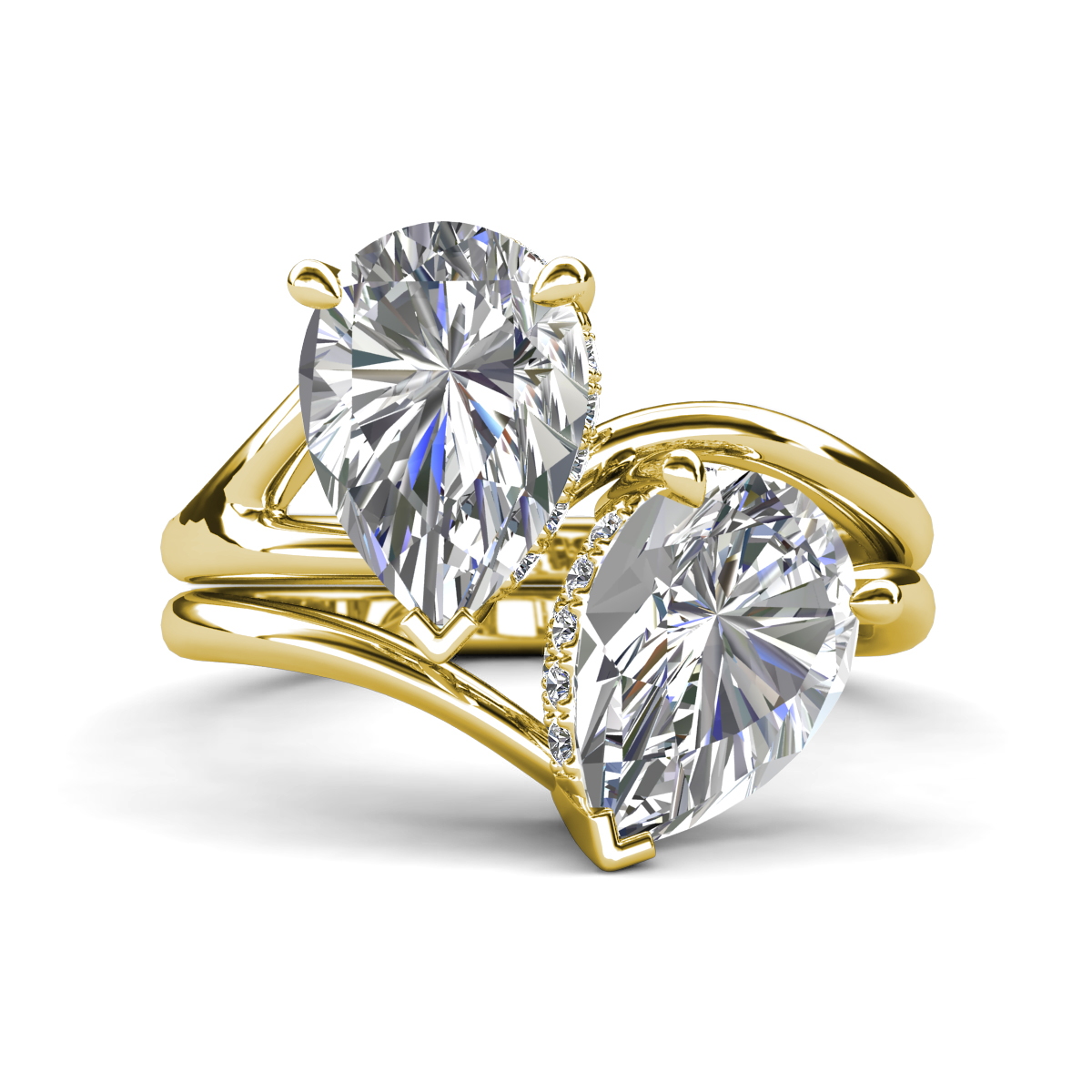 Hollie 4.56 ctw IGI Certified Pear Shape Lab Grown Diamond Women 2 Stone Hidden Halo Engagement Ring 