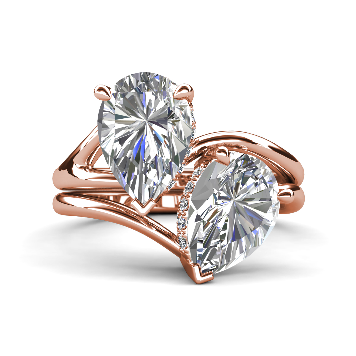 Hollie 4.56 ctw IGI Certified Pear Shape Lab Grown Diamond Women 2 Stone Hidden Halo Engagement Ring 