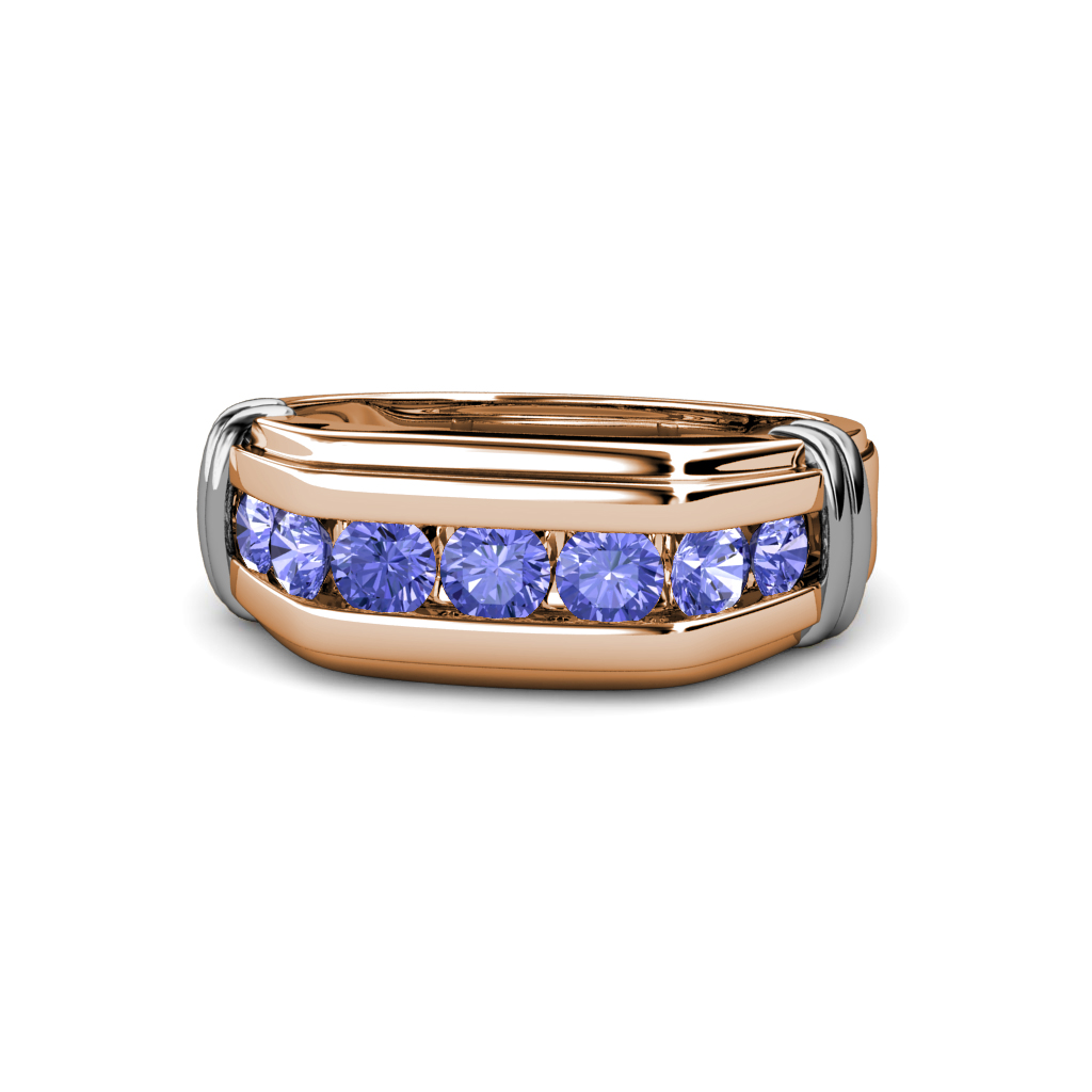 Brad Tanzanite 7 Stone Men Wedding Ring (8.5 mm) 