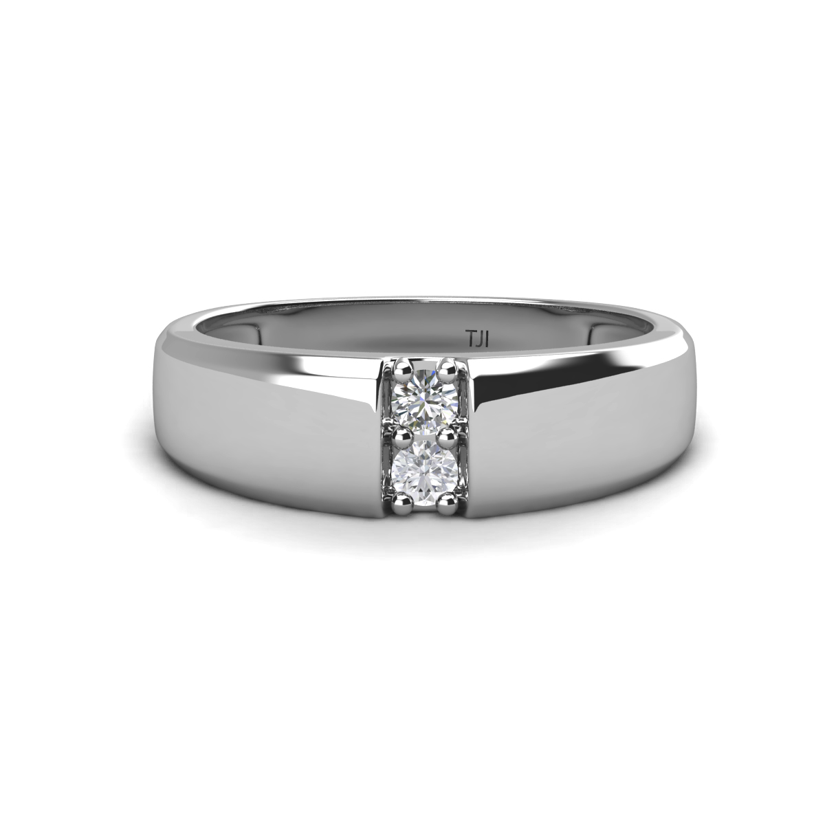 Ethan 3.00 mm Round Diamond and White Sapphire 2 Stone Men Wedding Ring 