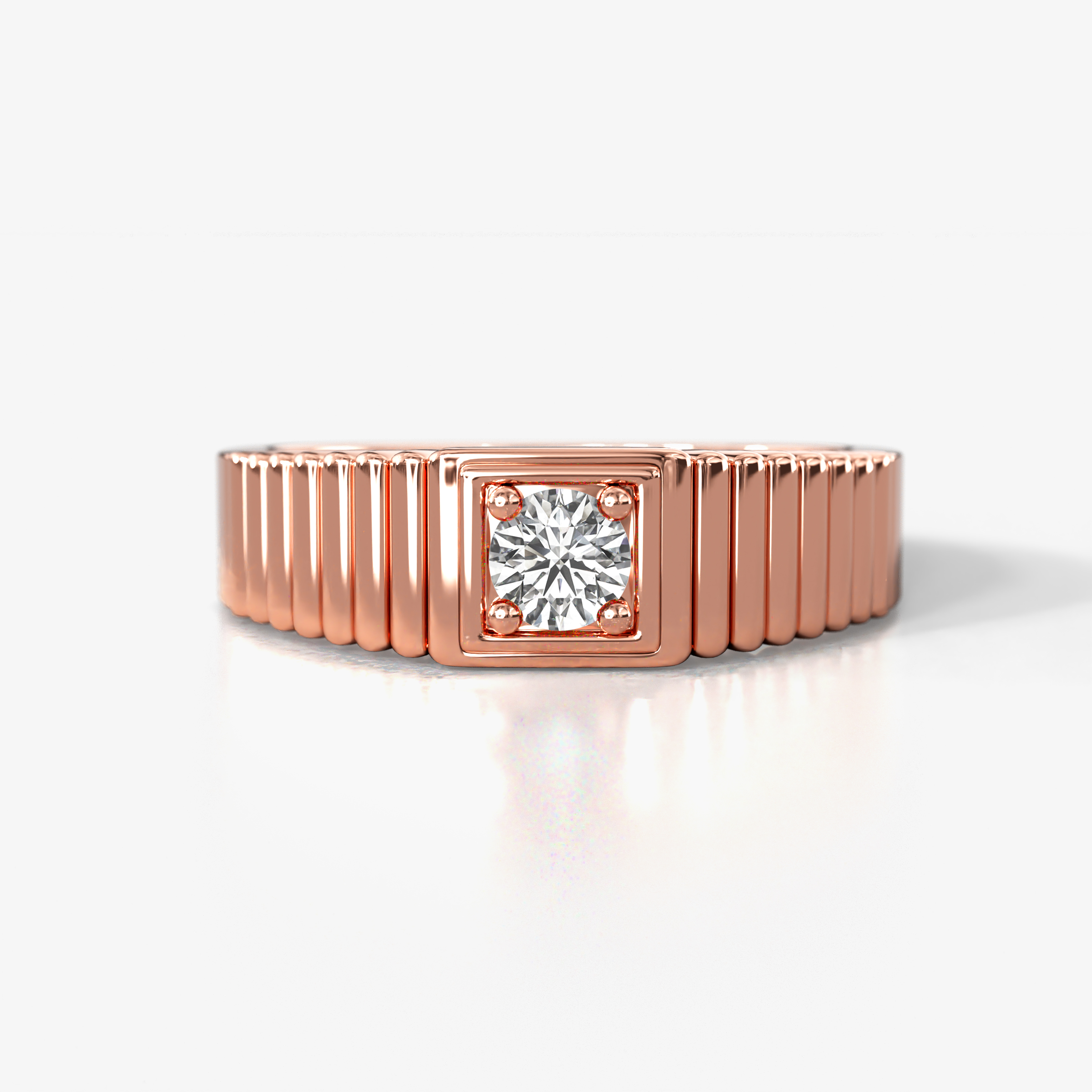 Angelo 0.25 ct Natural Diamond Ribbed Shank Solitaire Men Band (7 mm) 