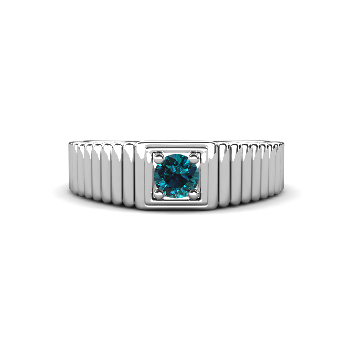 Angelo 0.25 ct Blue Diamond Ribbed Shank Solitaire Men Band (7 mm) 