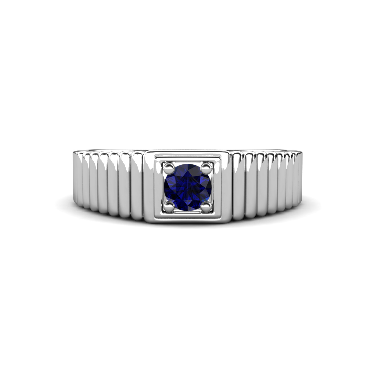 Angelo 0.28 ct Blue Sapphire Ribbed Shank Solitaire Men Band (7 mm) 