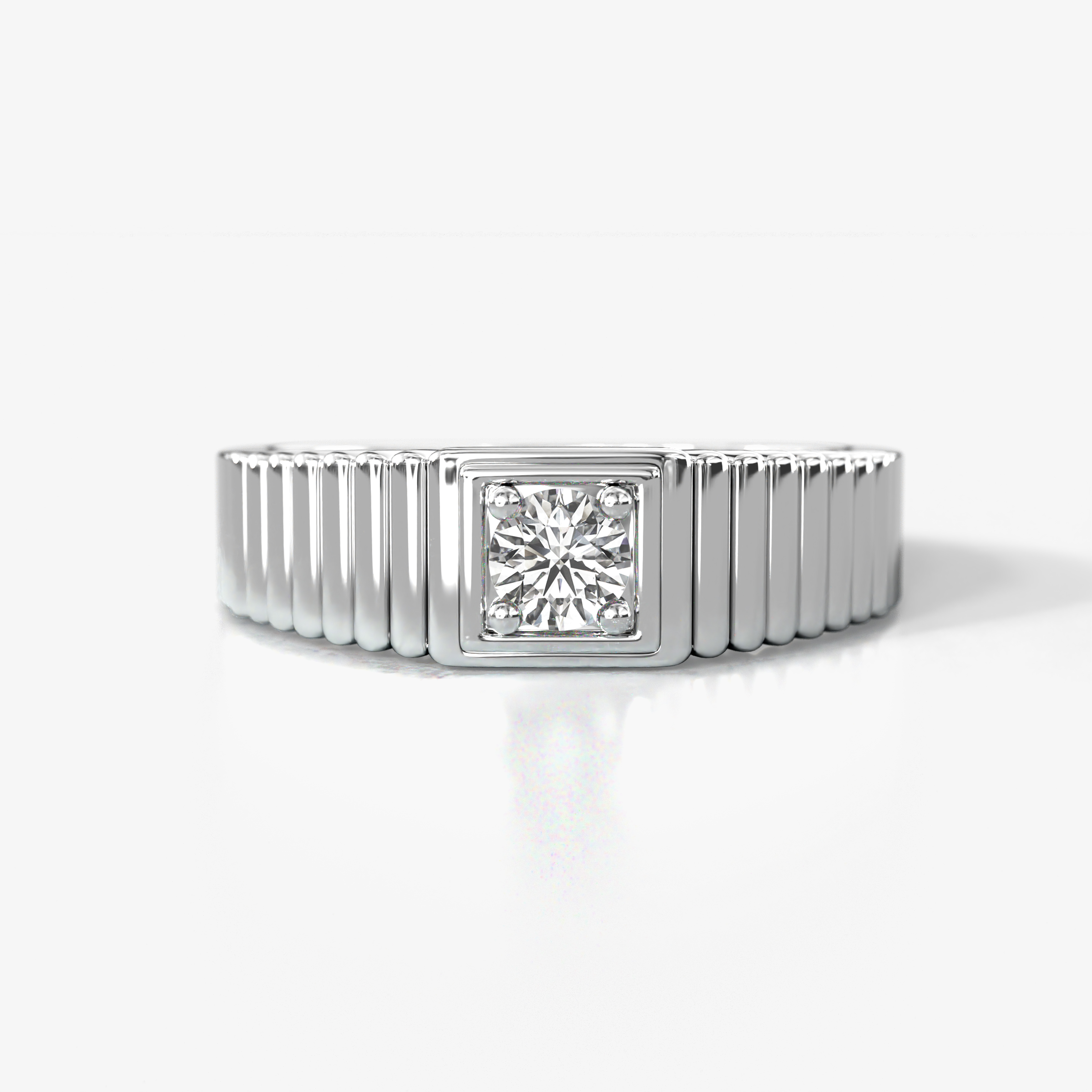 Angelo 0.22 ct Moissanite Ribbed Shank Solitaire Men Band (7 mm) 