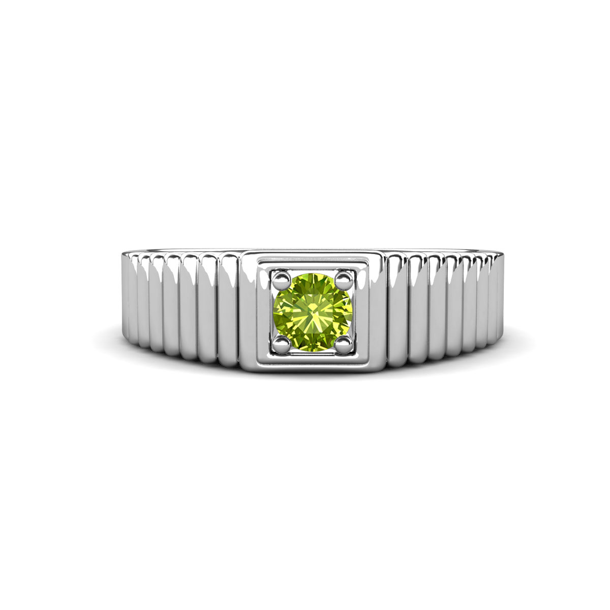 Angelo 0.32 ct Peridot Ribbed Shank Solitaire Men Band (7 mm) 