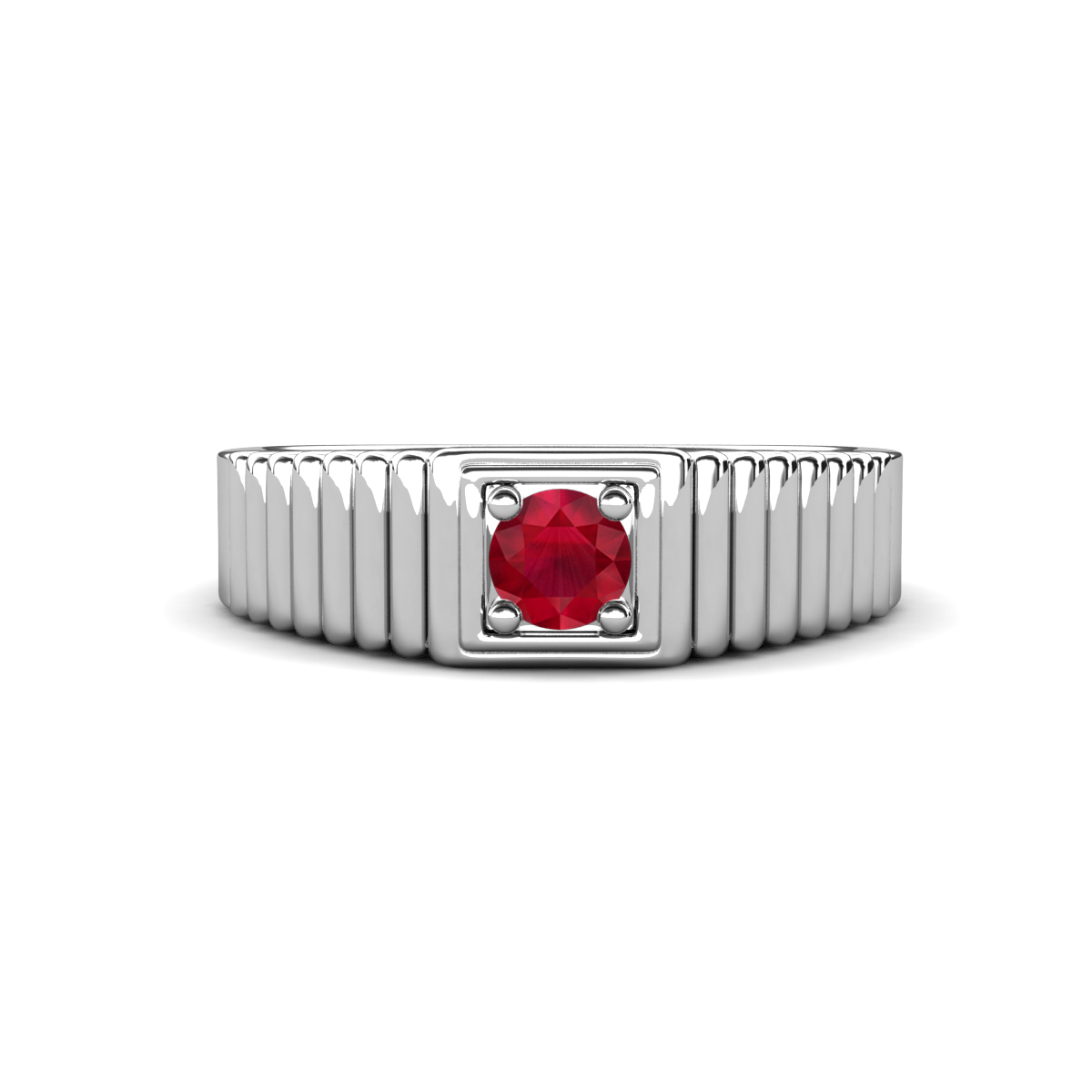 Angelo 0.27 ct Ruby Ribbed Shank Solitaire Men Band (7 mm) 