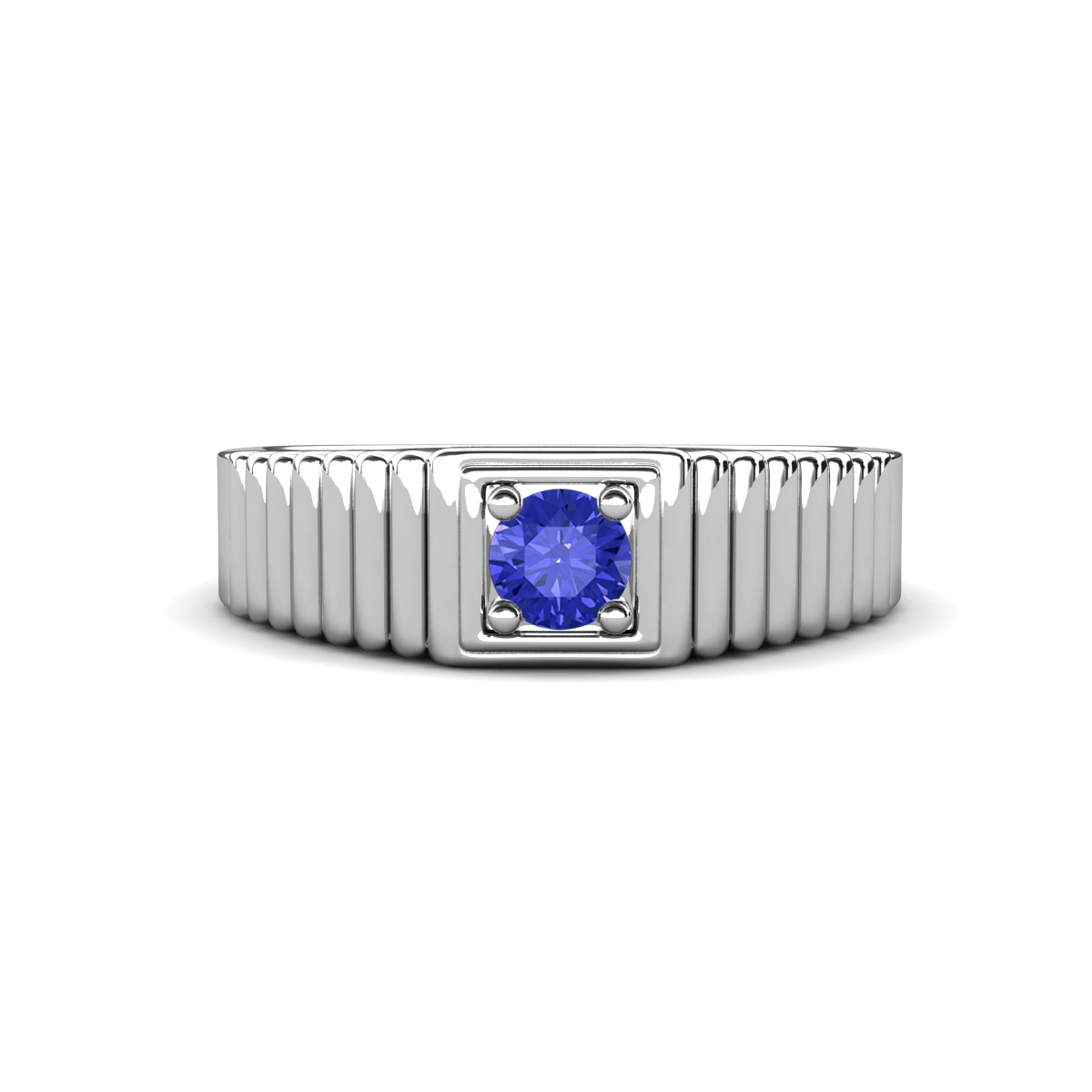 Angelo 0.23 ct Tanzanite Ribbed Shank Solitaire Men Band (7 mm) 