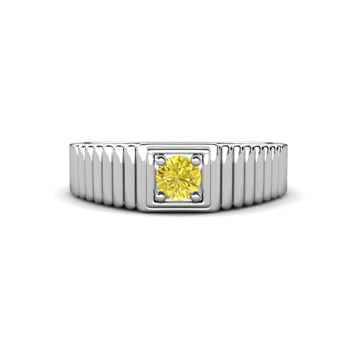 Angelo 0.25 ct Yellow Diamond Ribbed Shank Solitaire Men Band (7 mm) 