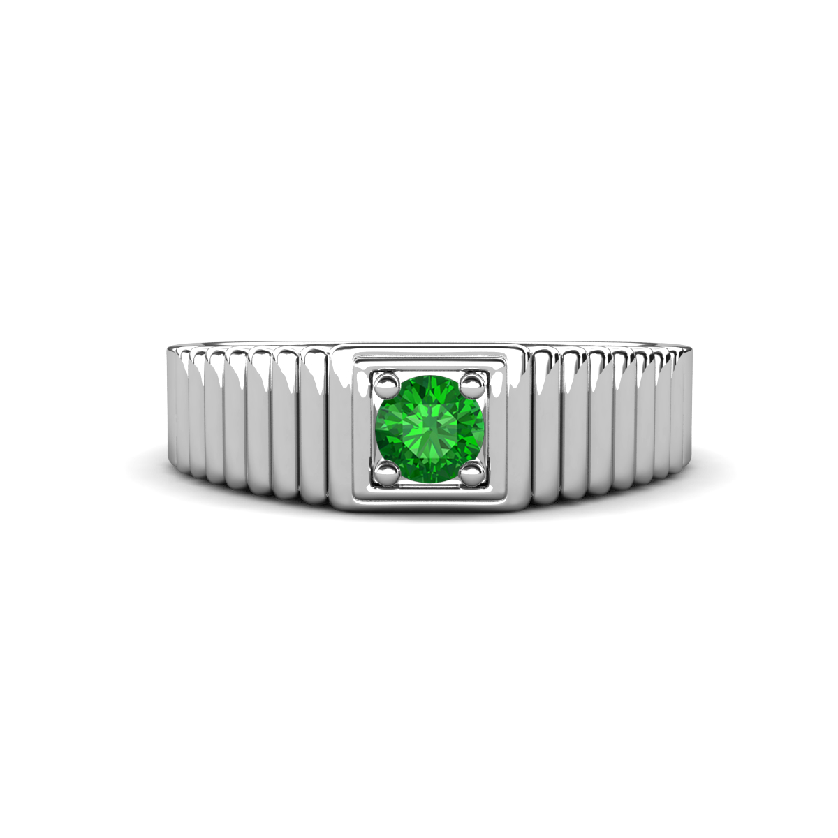 Angelo 0.29 ct Green Garnet Ribbed Shank Solitaire Men Band (7 mm) 