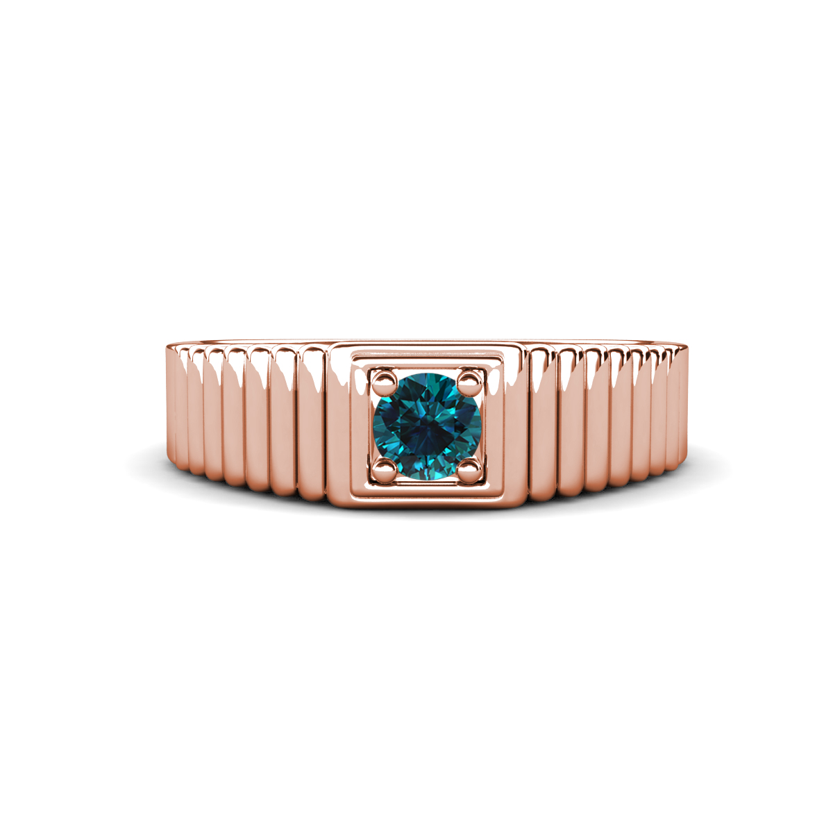 Angelo 0.25 ct Blue Diamond Ribbed Shank Solitaire Men Band (7 mm) 