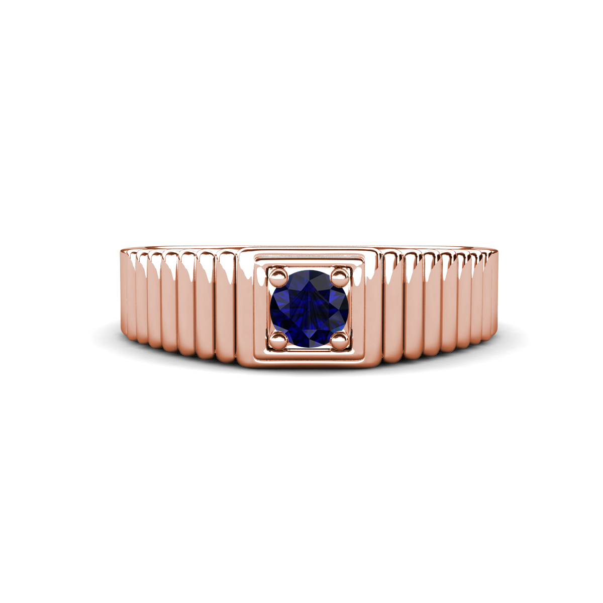 Angelo 0.28 ct Blue Sapphire Ribbed Shank Solitaire Men Band (7 mm) 