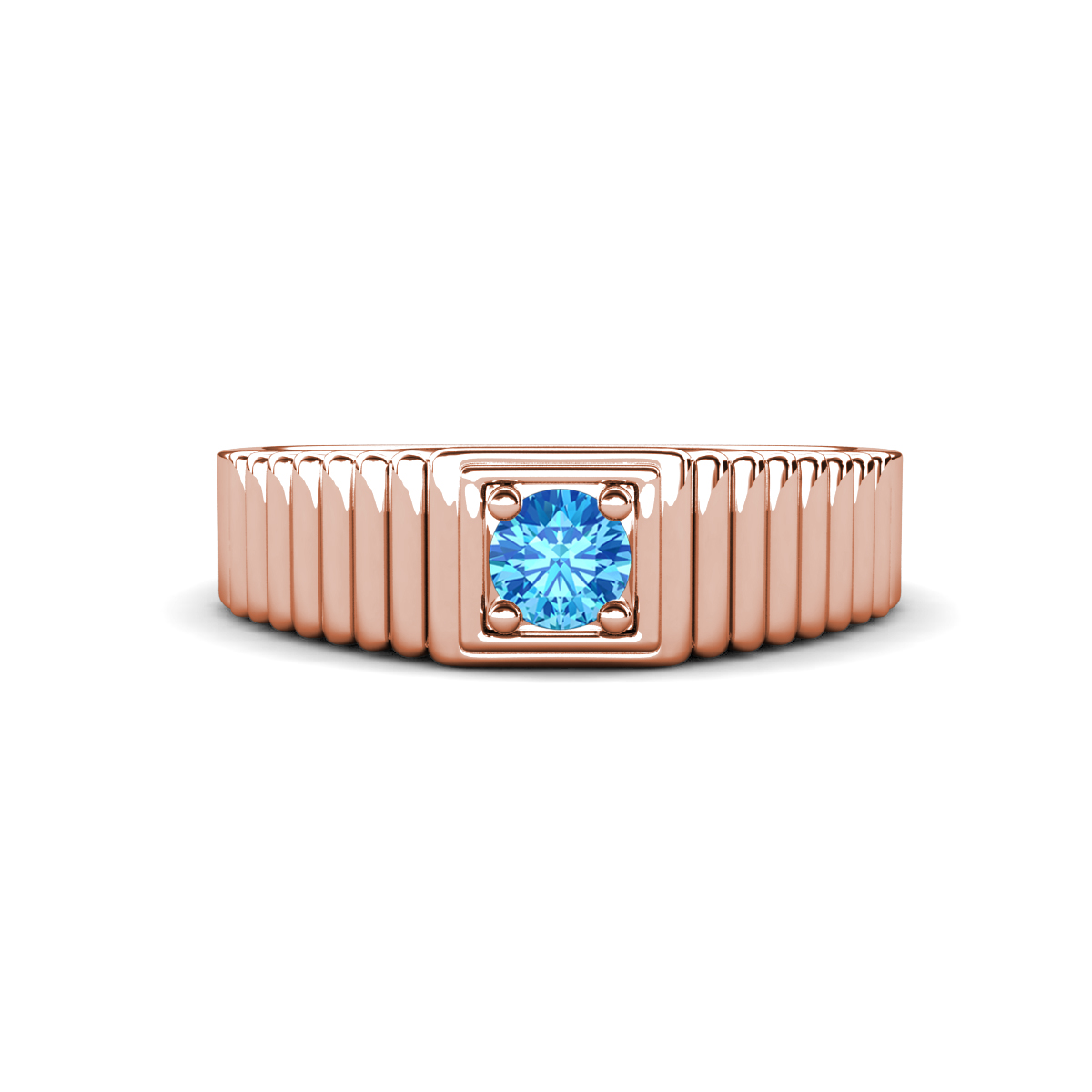 Angelo 0.22 ct Blue Topaz Ribbed Shank Solitaire Men Band (7 mm) 