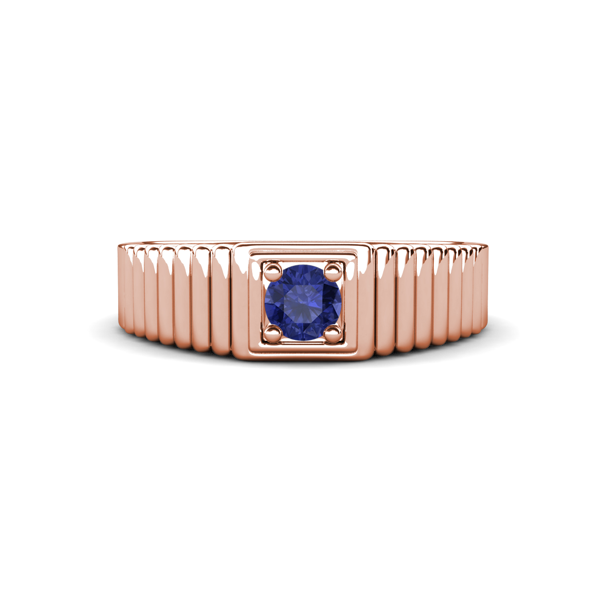 Angelo 0.20 ct Iolite Ribbed Shank Solitaire Men Band (7 mm) 