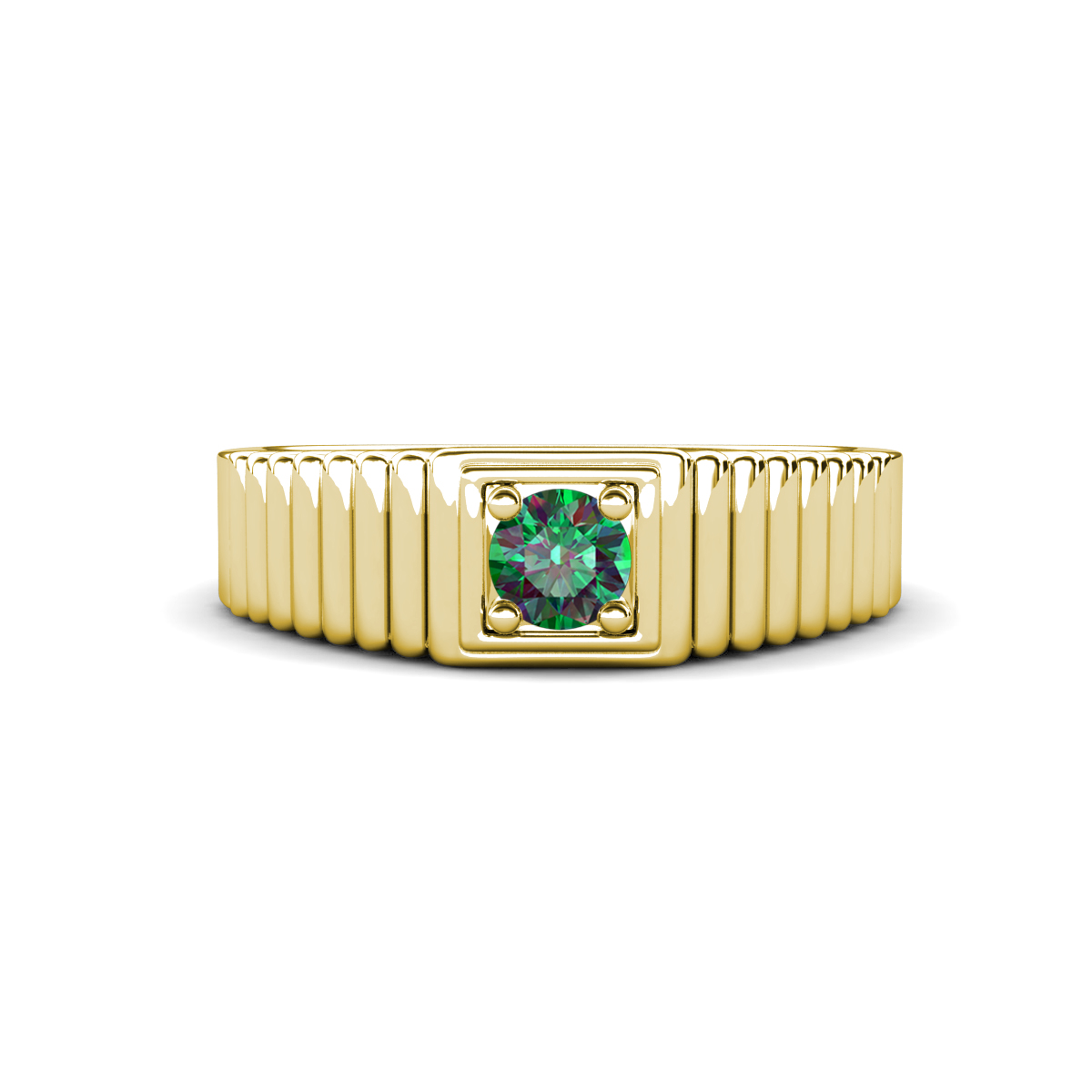 Angelo 0.30 ct Created Alexandrite Ribbed Shank Solitaire Men Band (7 mm) 