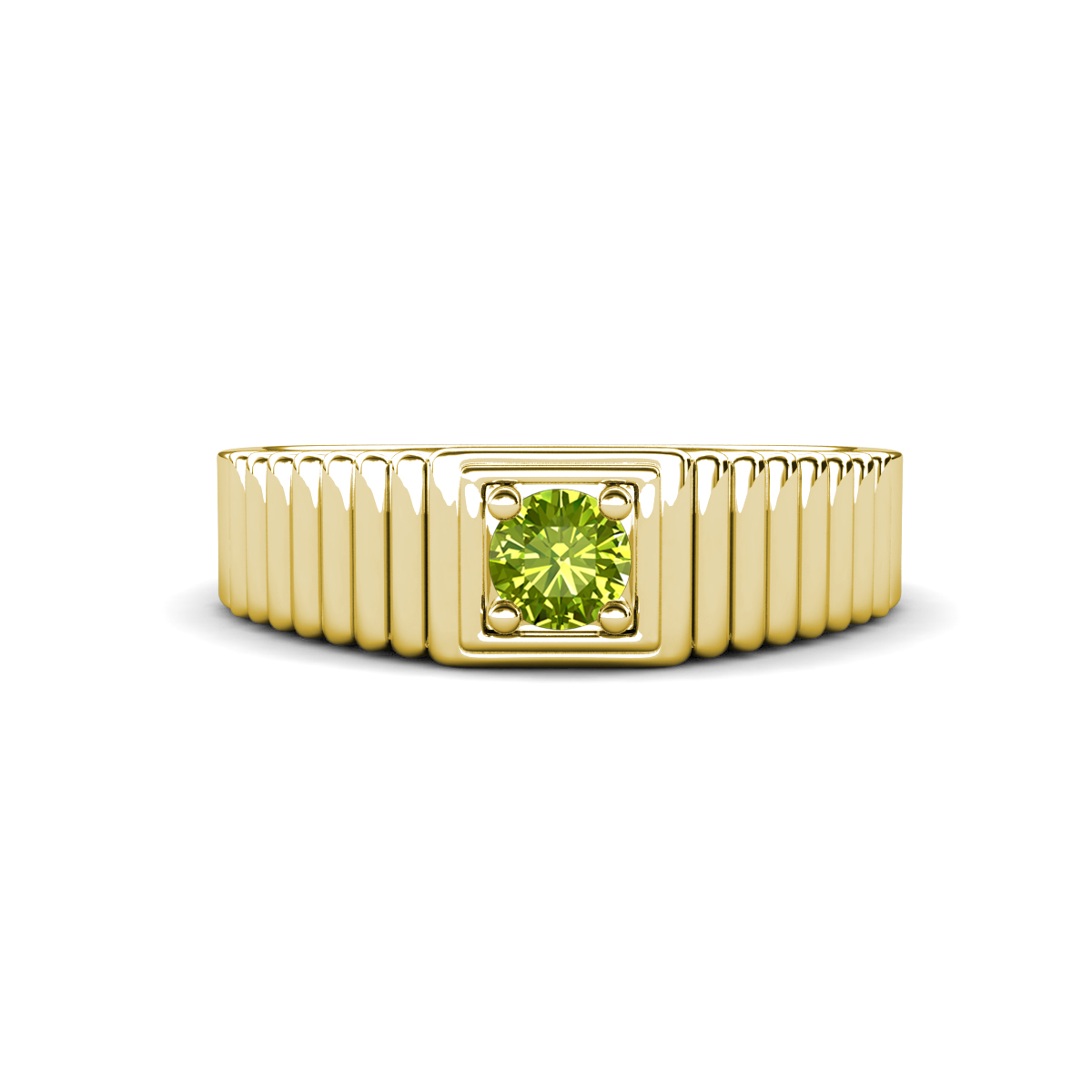 Angelo 0.32 ct Peridot Ribbed Shank Solitaire Men Band (7 mm) 