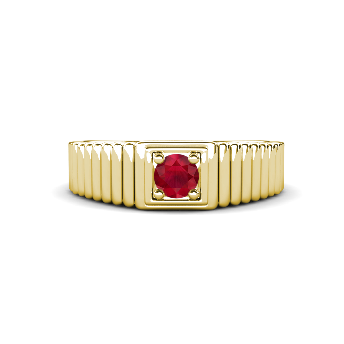Angelo 0.27 ct Ruby Ribbed Shank Solitaire Men Band (7 mm) 