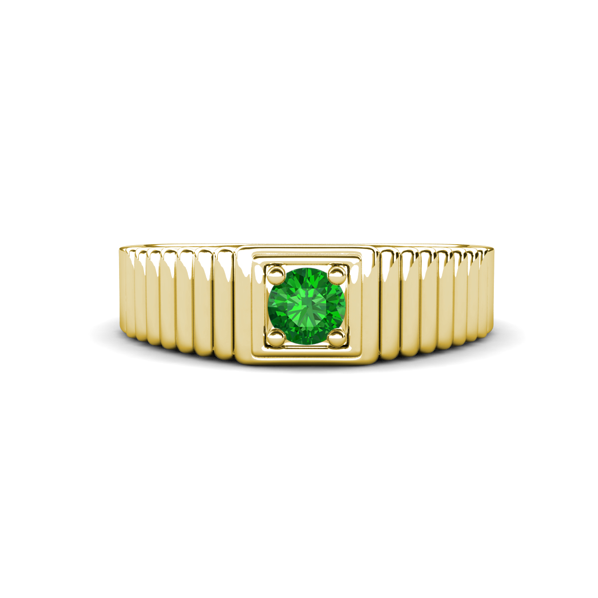 Angelo 0.29 ct Green Garnet Ribbed Shank Solitaire Men Band (7 mm) 