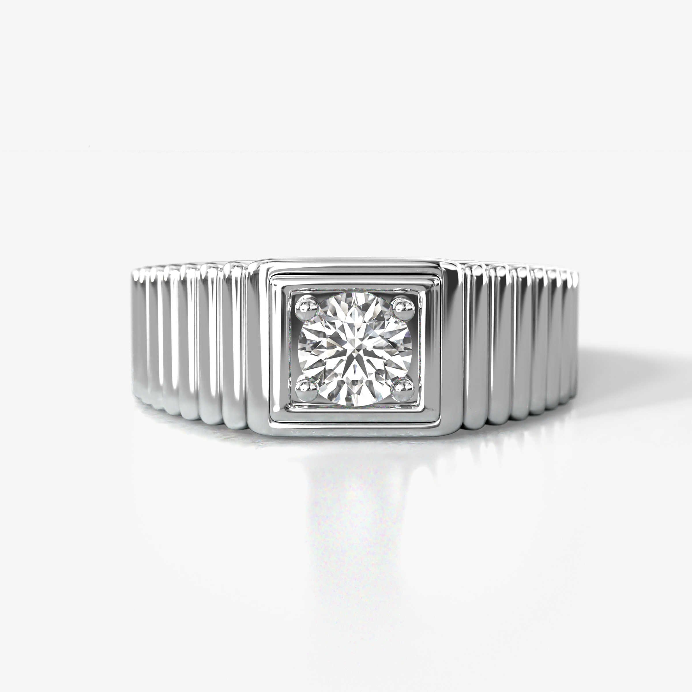 Angelo 0.50 ct Lab Grown Diamond Ribbed Shank Solitaire Men Band (8 mm) 