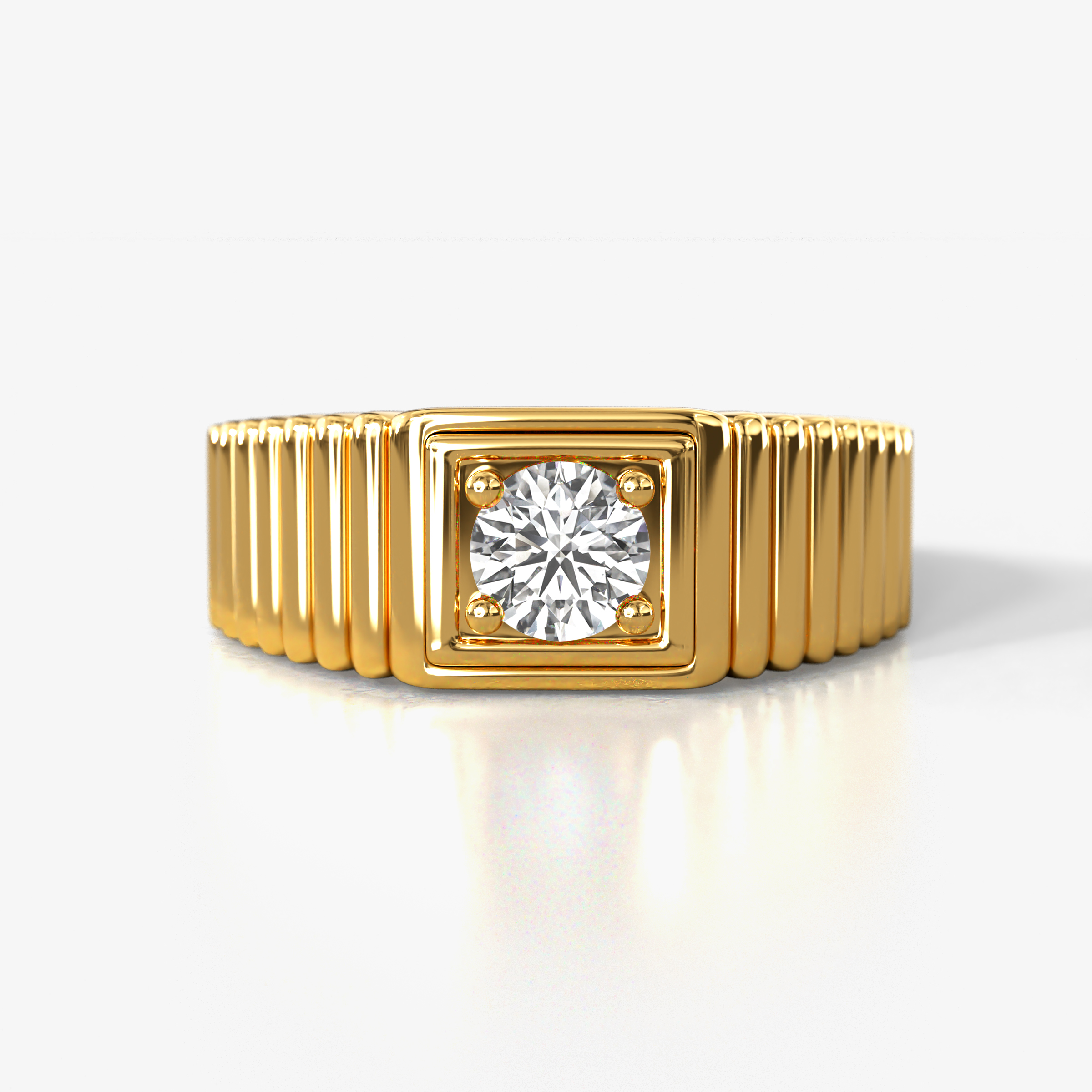 Angelo 0.50 ct Lab Grown Diamond Ribbed Shank Solitaire Men Band (8 mm) 