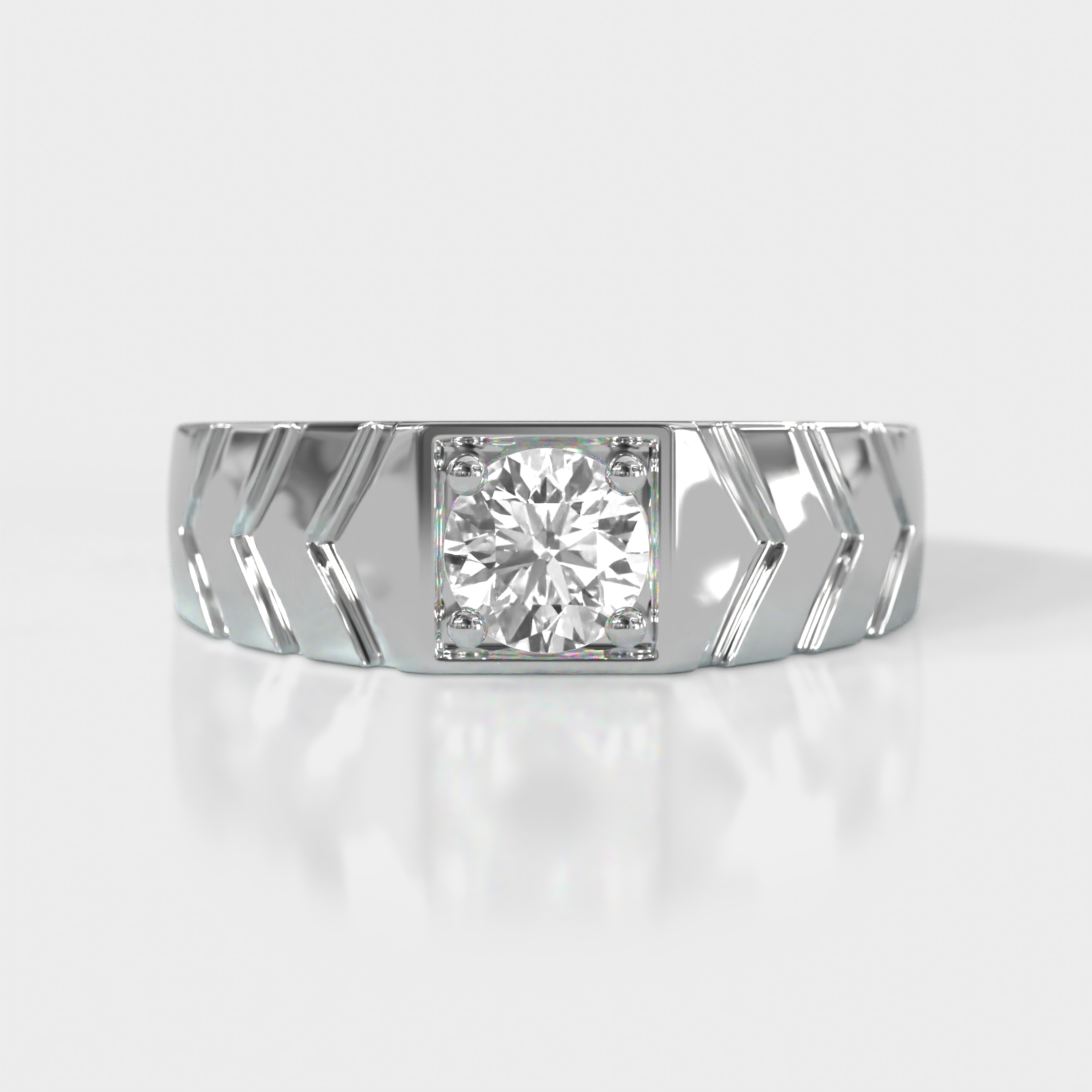 Darius 1.00 ct (6.50 mm) GIA Certified Natural Diamond V Pattern Solitaire Men Band 