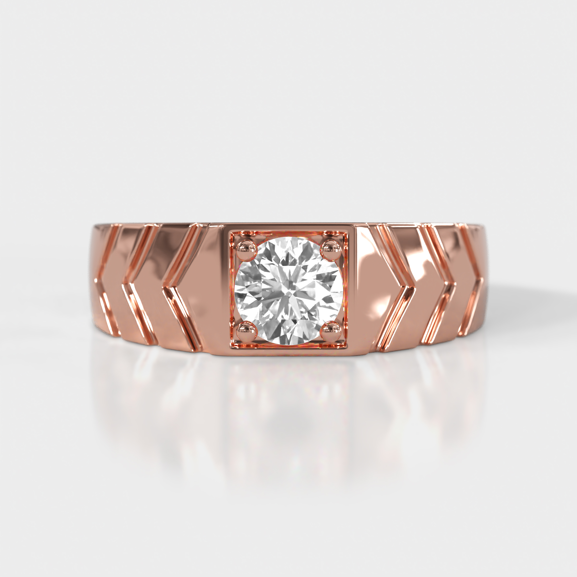 Darius 1.00 ct (6.50 mm) GIA Certified Natural Diamond V Pattern Solitaire Men Band 