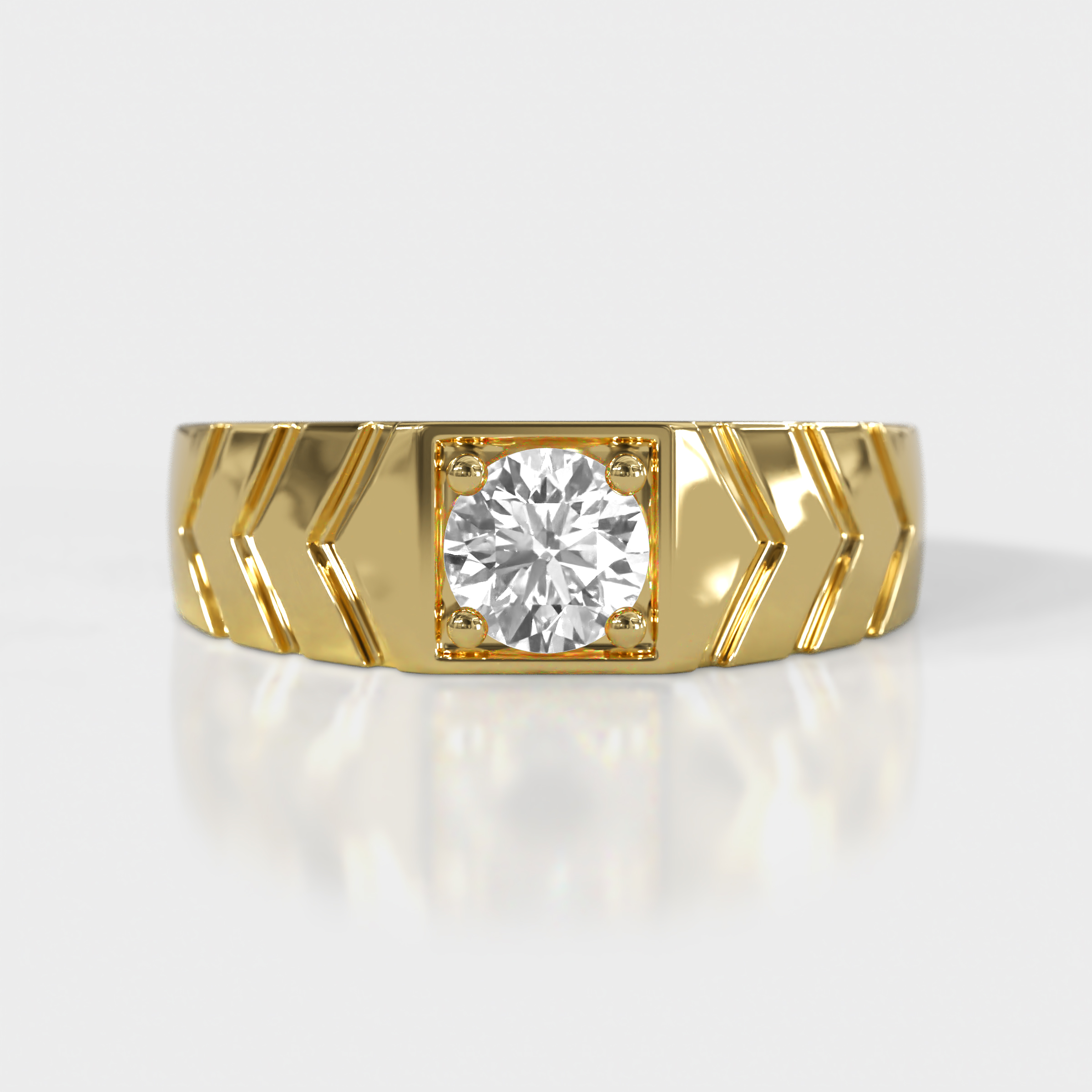 Darius 1.00 ct (6.50 mm) GIA Certified Natural Diamond V Pattern Solitaire Men Band 