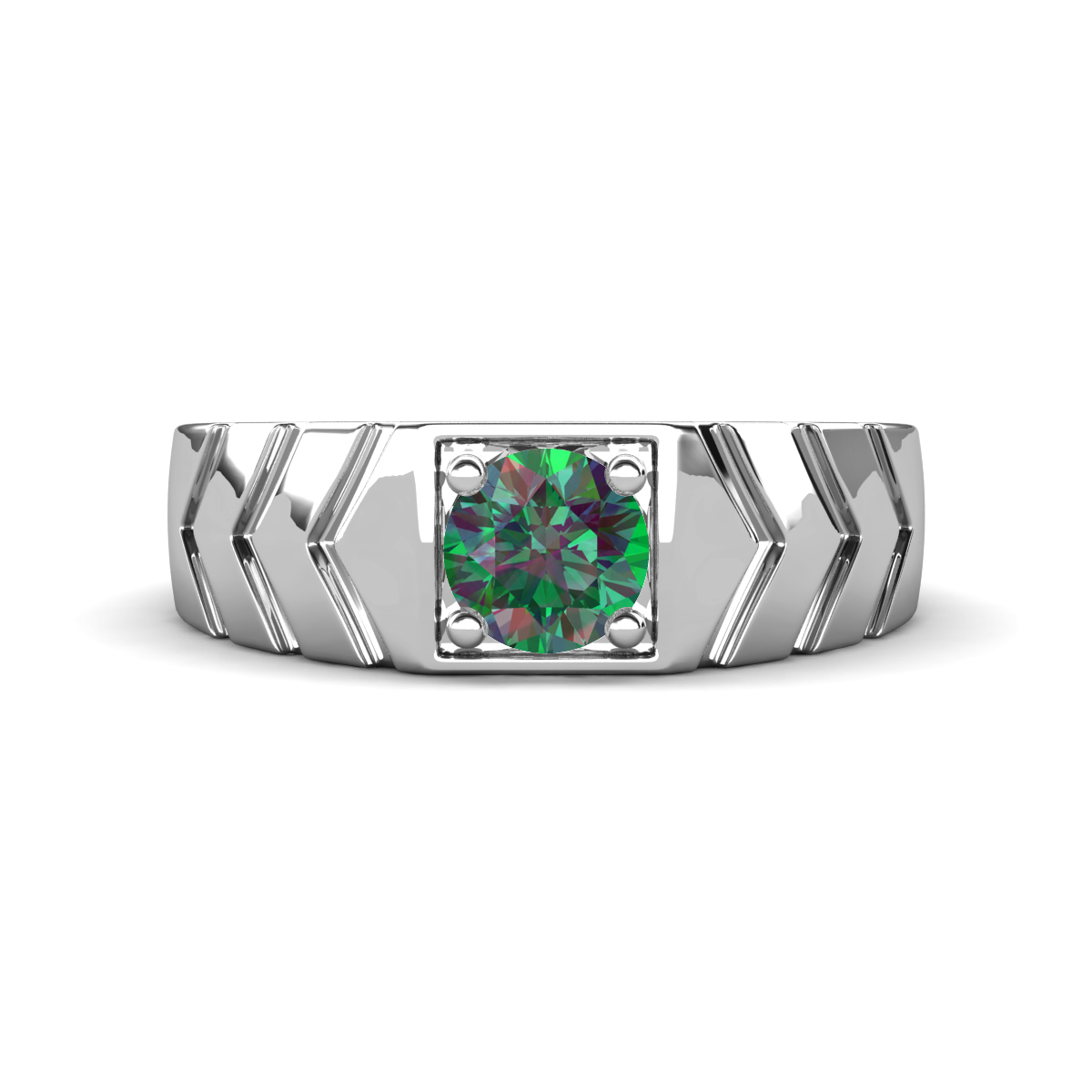 Darius 1.00 ct (6.50 mm) Lab Created Alexandrite V Pattern Solitaire Men Band 