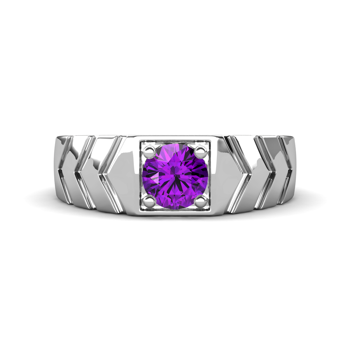 Darius 0.87 ct Amethyst V Pattern Solitaire Men Band (6.00 mm) 