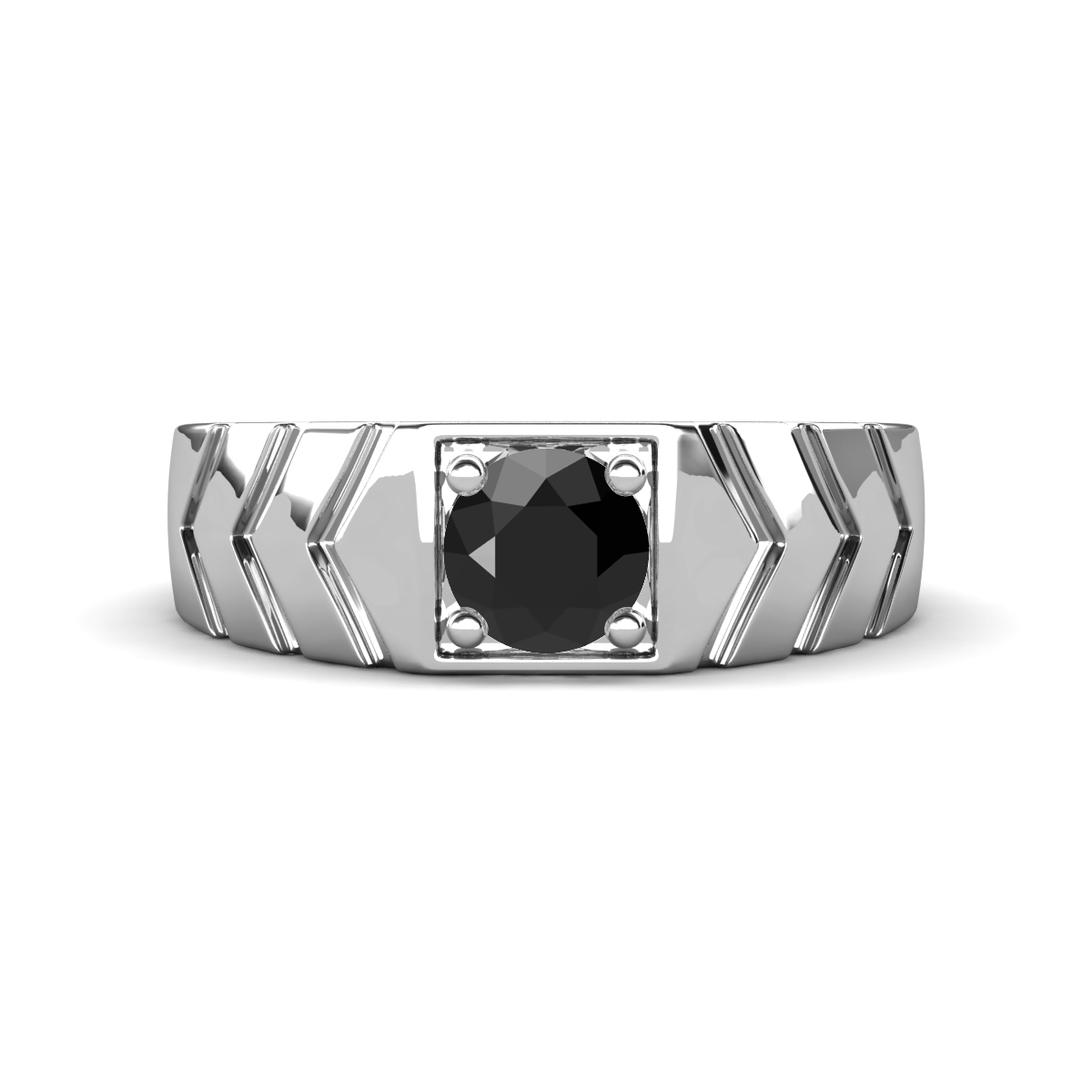 Darius 1.00 ct Black Diamond V Pattern Solitaire Men Band (6.00 mm) 