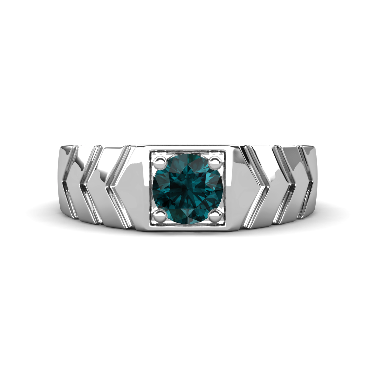 Darius 0.95 ct London Blue Topaz V Pattern Solitaire Men Band (6.00 mm) 