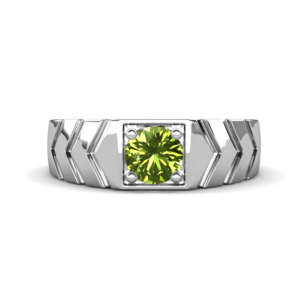 Darius 1.10 ct Peridot V Pattern Solitaire Men Band (6.00 mm) 