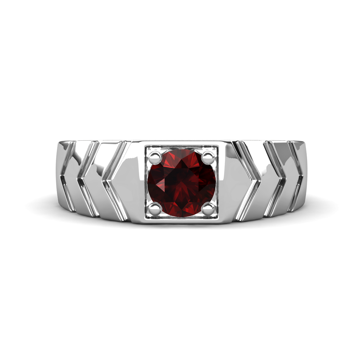 Darius 1.05 ct Red Garnet V Pattern Solitaire Men Band (6.00 mm) 