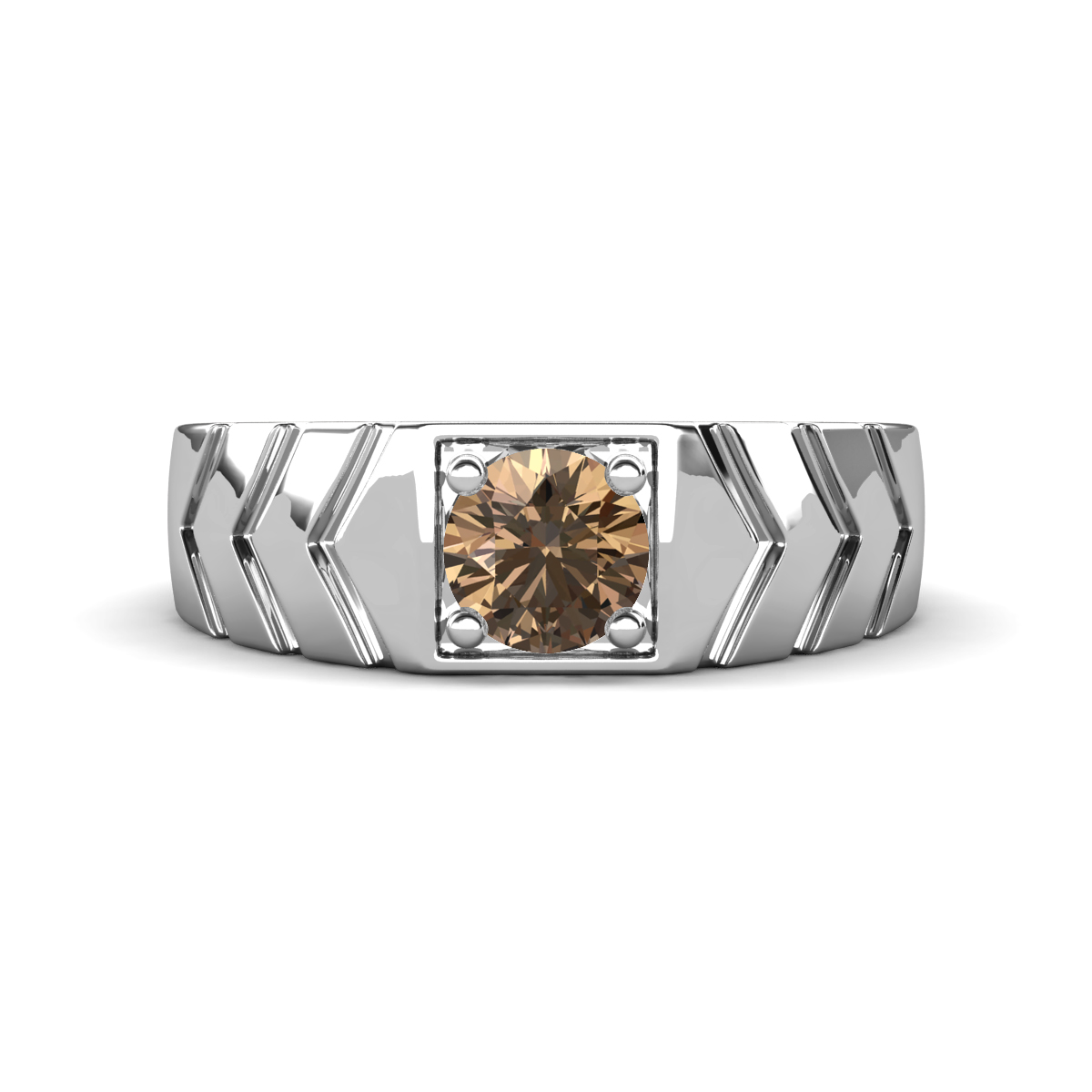 Darius 1.00 ct Smoky Quartz V Pattern Solitaire Men Band (6.00 mm) 