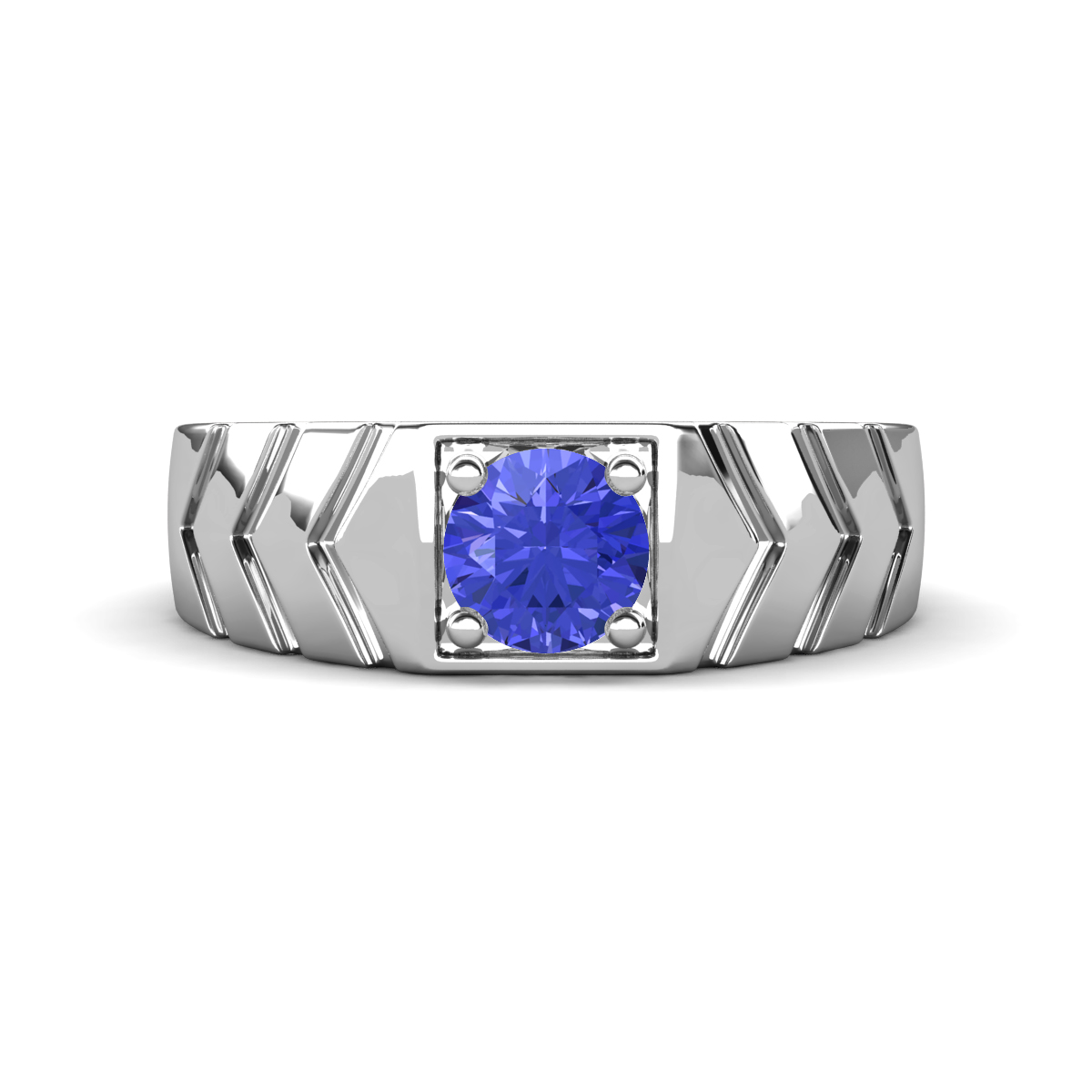 Darius 0.92 ct Tanzanite V Pattern Solitaire Men Band (6.00 mm) 