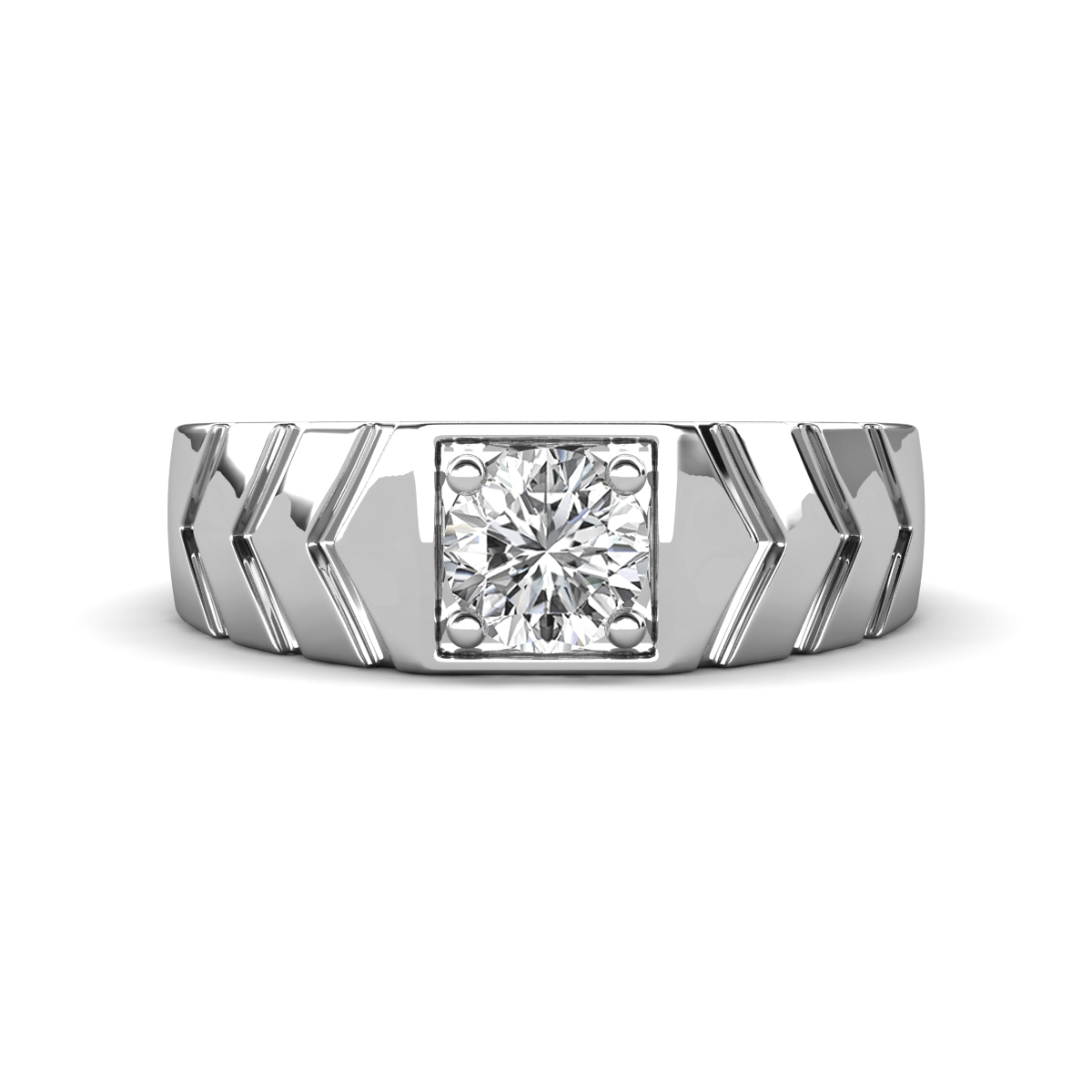 Darius 0.95 ct White Sapphire V Pattern Solitaire Men Band (6.00 mm) 