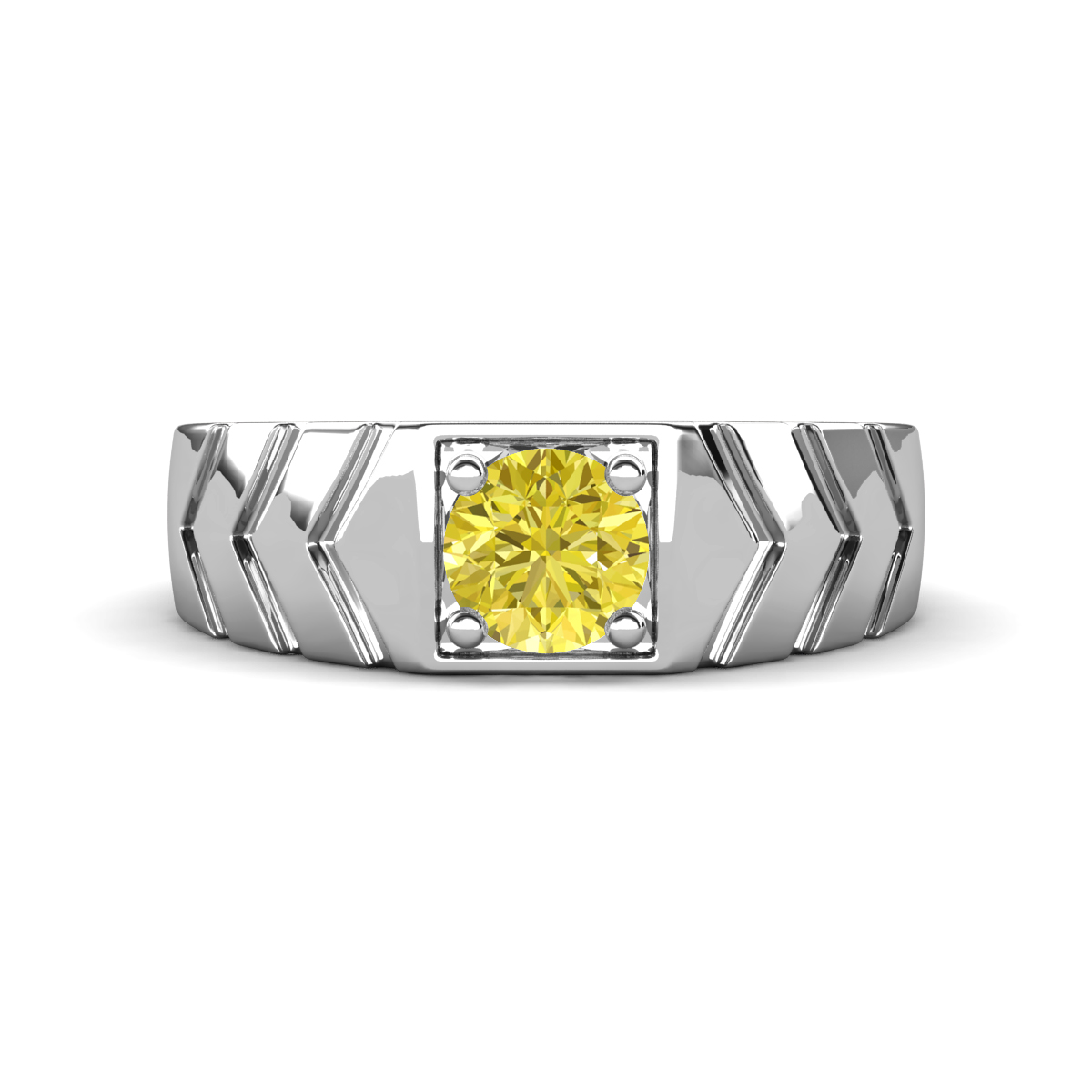 Darius 0.80 ct Yellow Diamond V Pattern Solitaire Men Band (6.00 mm) 