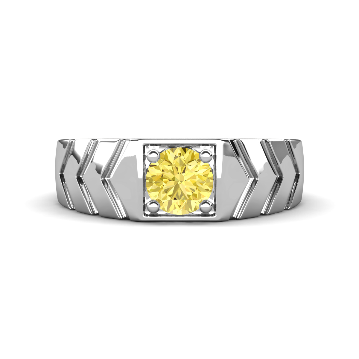 Darius 0.95 ct Yellow Sapphire V Pattern Solitaire Men Band (6.00 mm) 